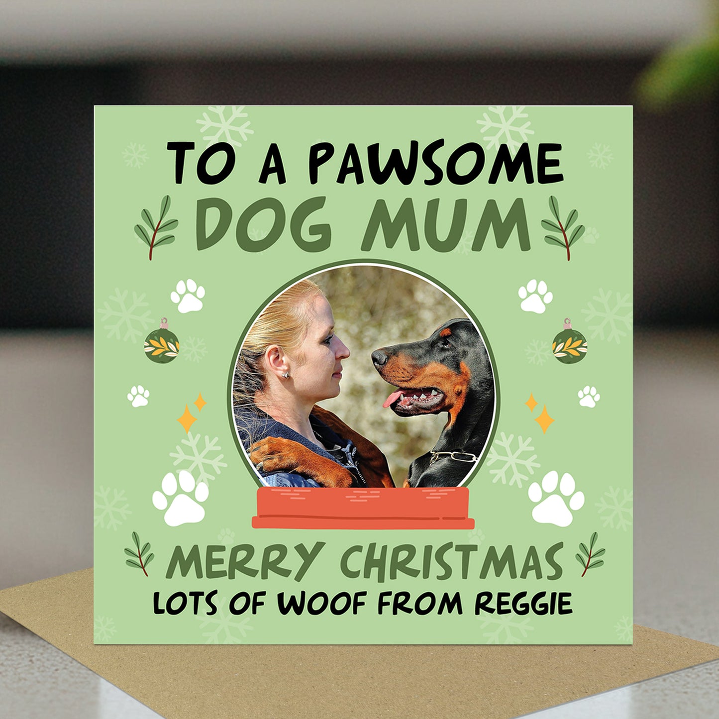 Christmas Card For Dog Mum Personalised Pawsome Dog Mum Card
