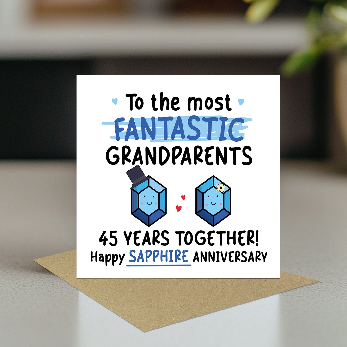 Sapphire Anniversary Card for Grandparents 45th Anniversary Card