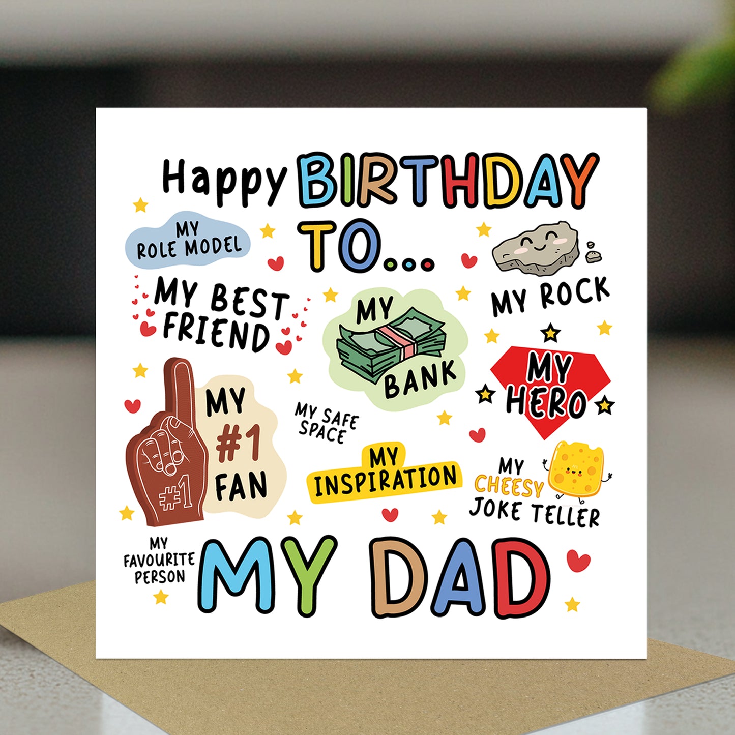 Novelty Happy Birthday Card For Dad My Rock My Hero Card