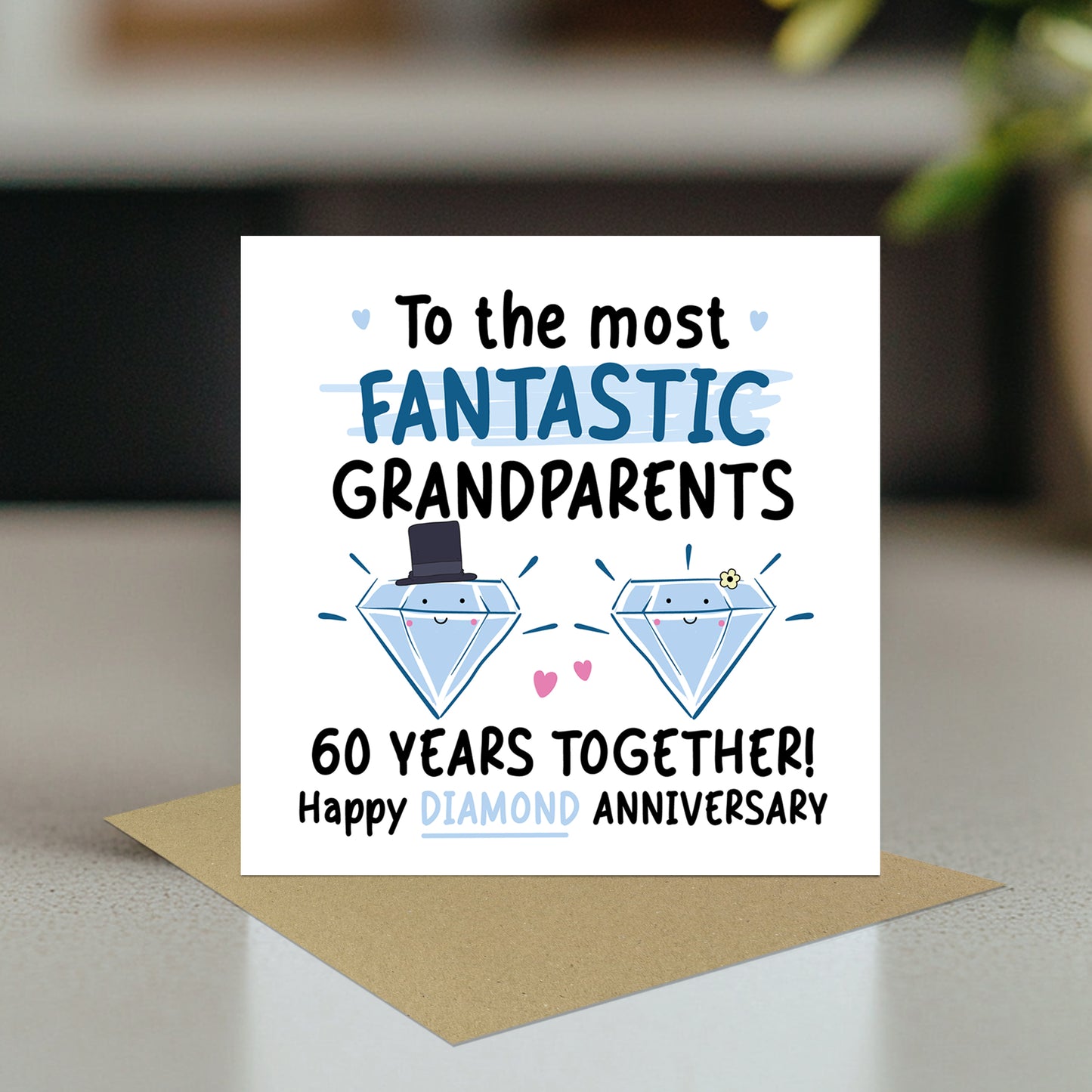 Diamond Anniversary Card for Grandparents 60th Anniversary Card