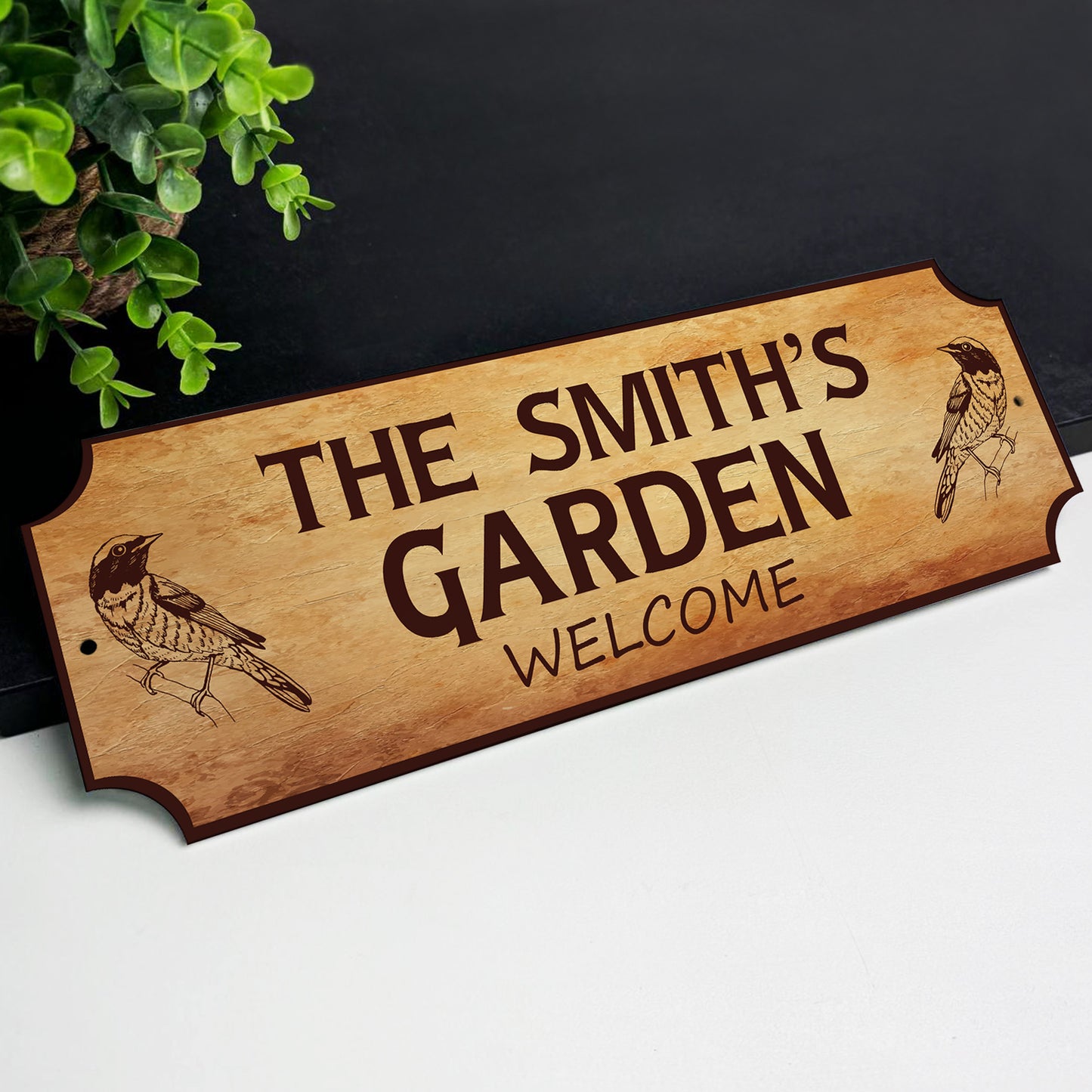 Personalised Garden Sign Welcome Rustic Plaque Outside Garden De