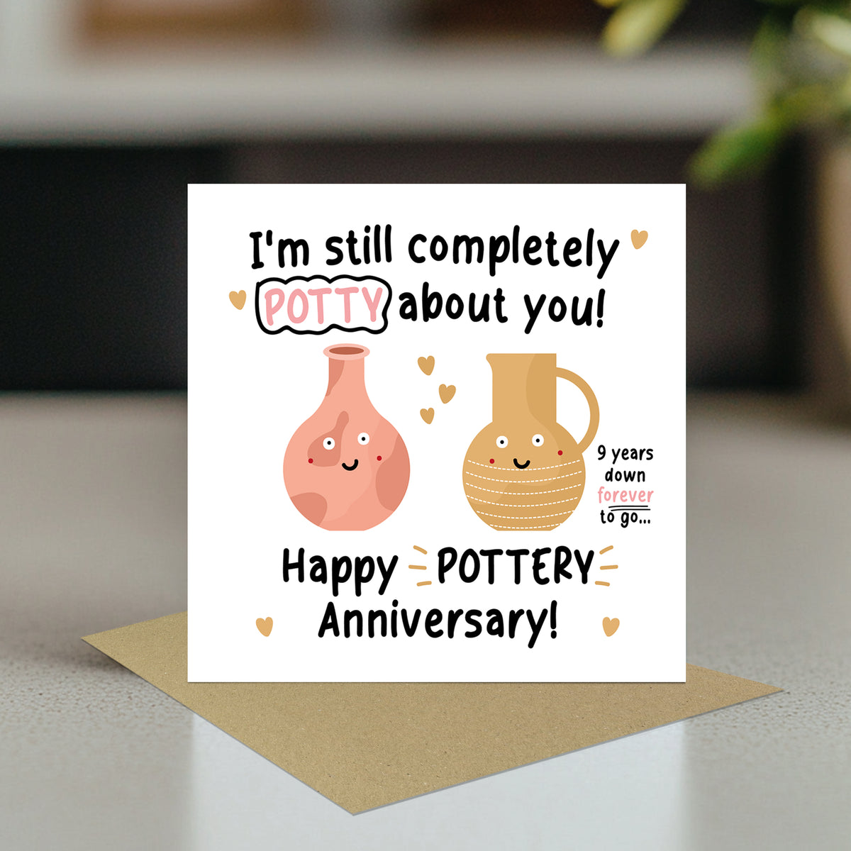 Funny Pottery Anniversary Card For Husband Wife 9th Anniversary