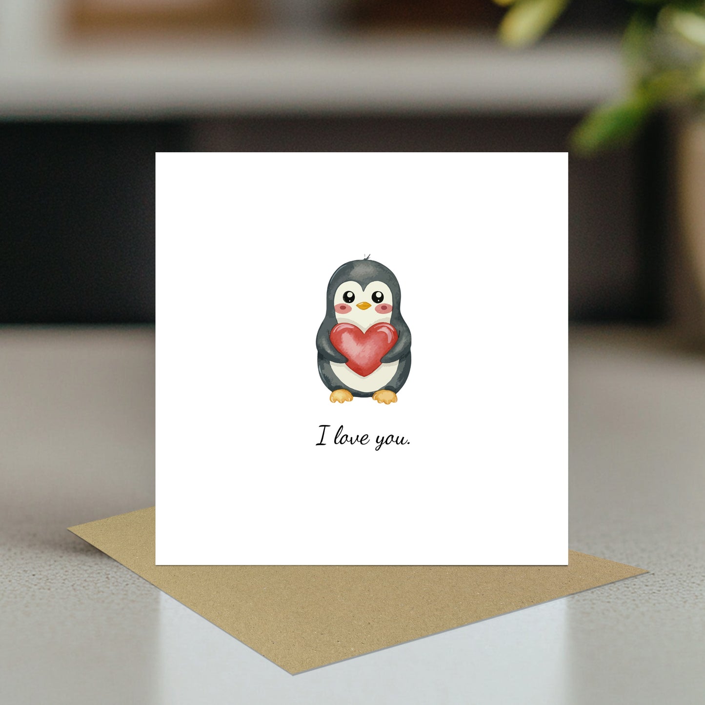 Funny Valentines Card, Cards for Him Her, Penguin Love Card