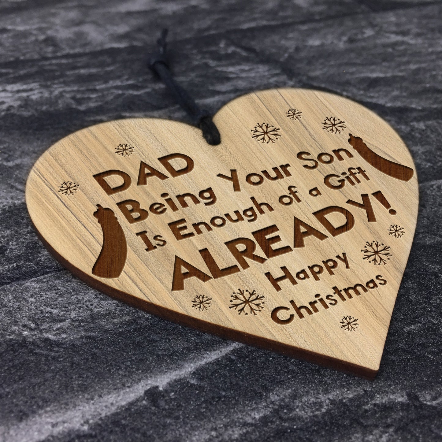 Dad Christmas Gift From Son Novelty Wood Heart Funny Gift Idea