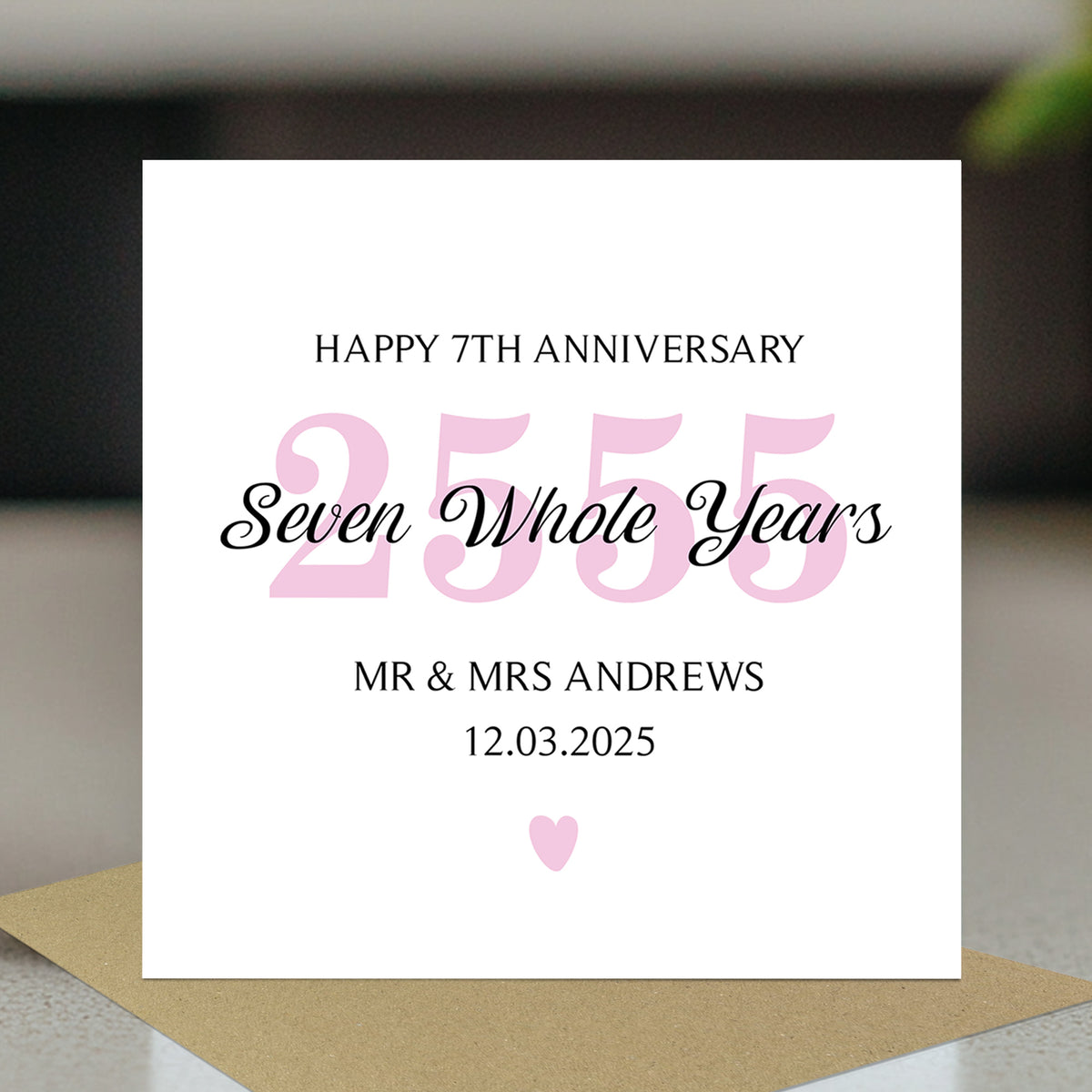 Personalised 7th Wedding Anniversary Card For Husband Wife