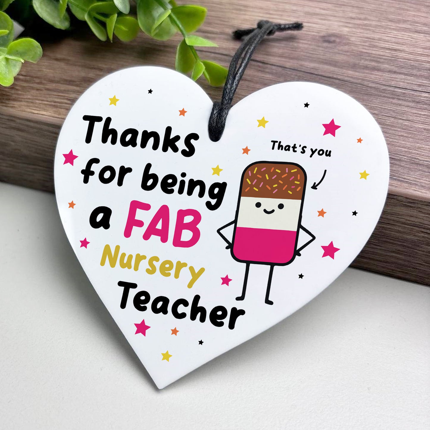 Nursery Teacher Gift Hanging Heart Thank You Gift FAB Teacher