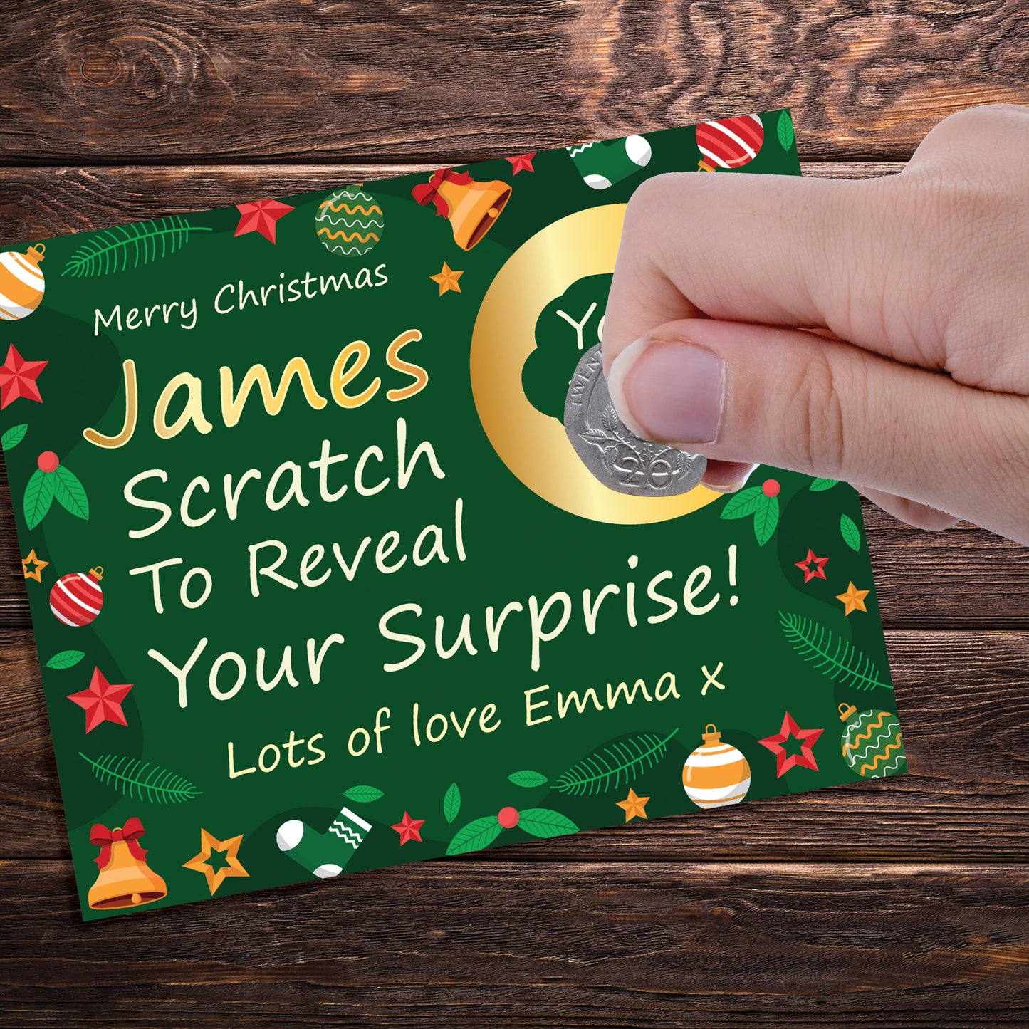 Personalised Merry Christmas Scratch Reveal Card Custom Gift