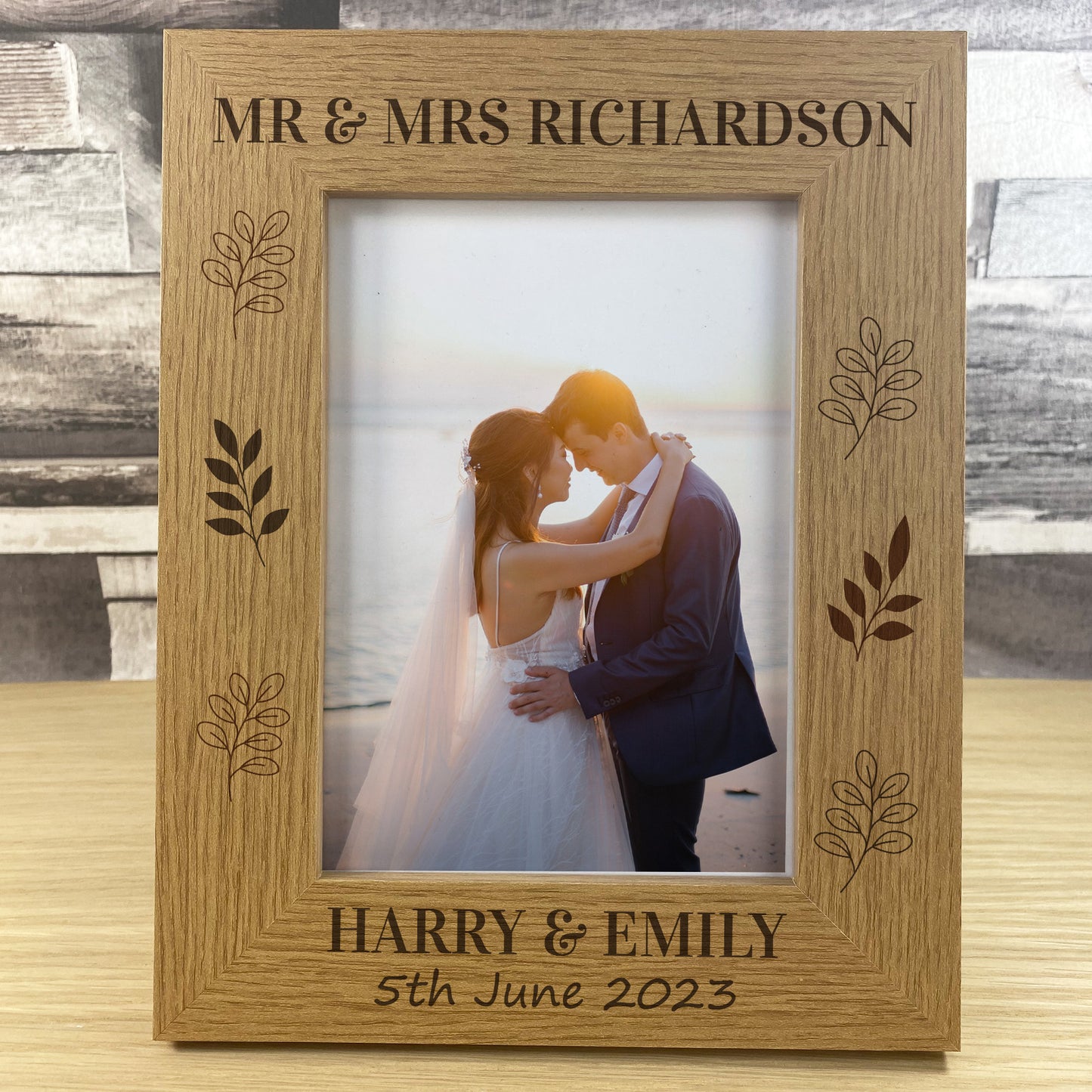 Wood Wedding Photo Frame Personalised Gift For Wife