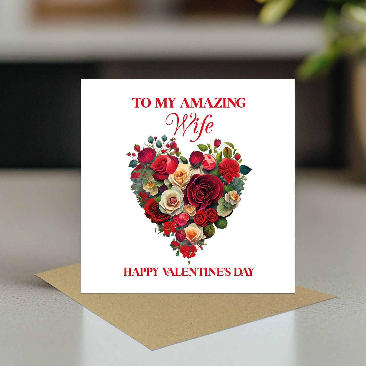 Amazing Wife Valentines Day Card for Her Floral Heart Card