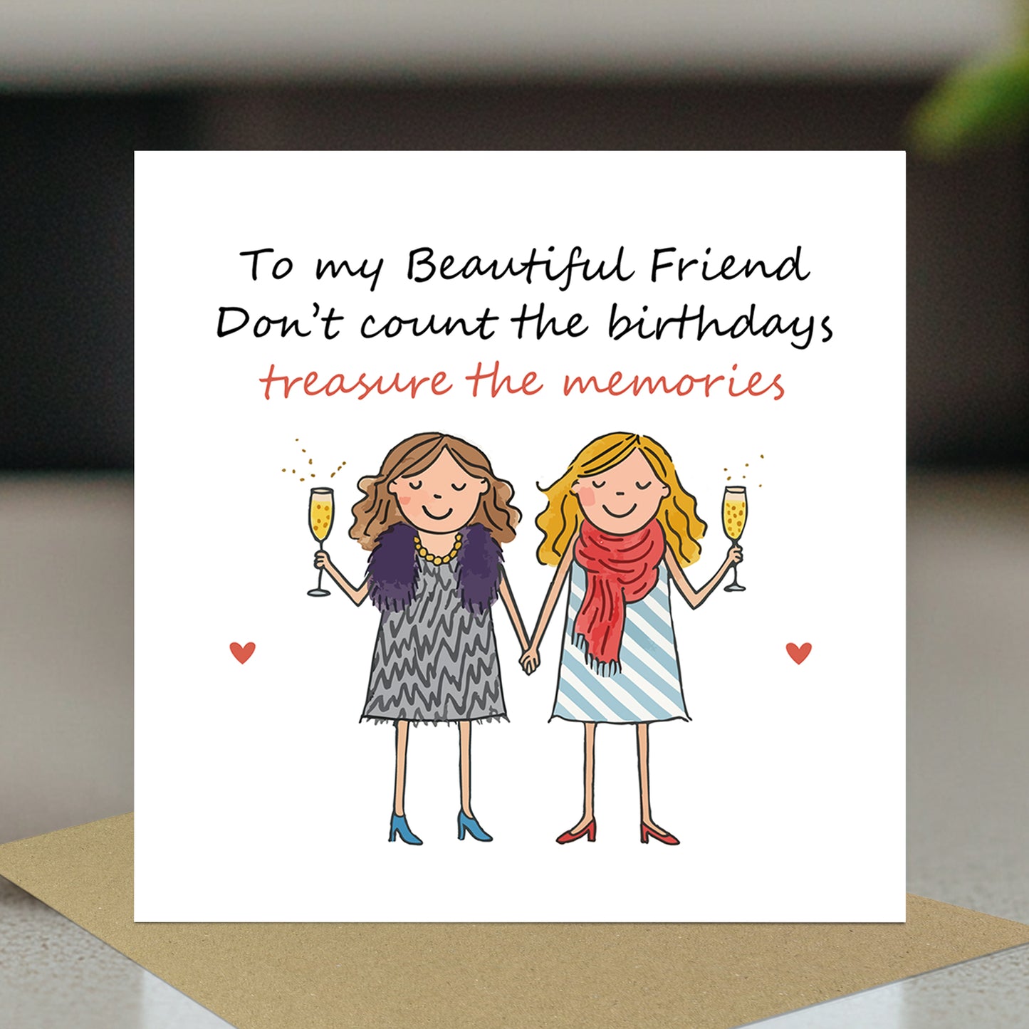 BEST FRIEND Birthday Card With Kraft Envelope Bestie BFF
