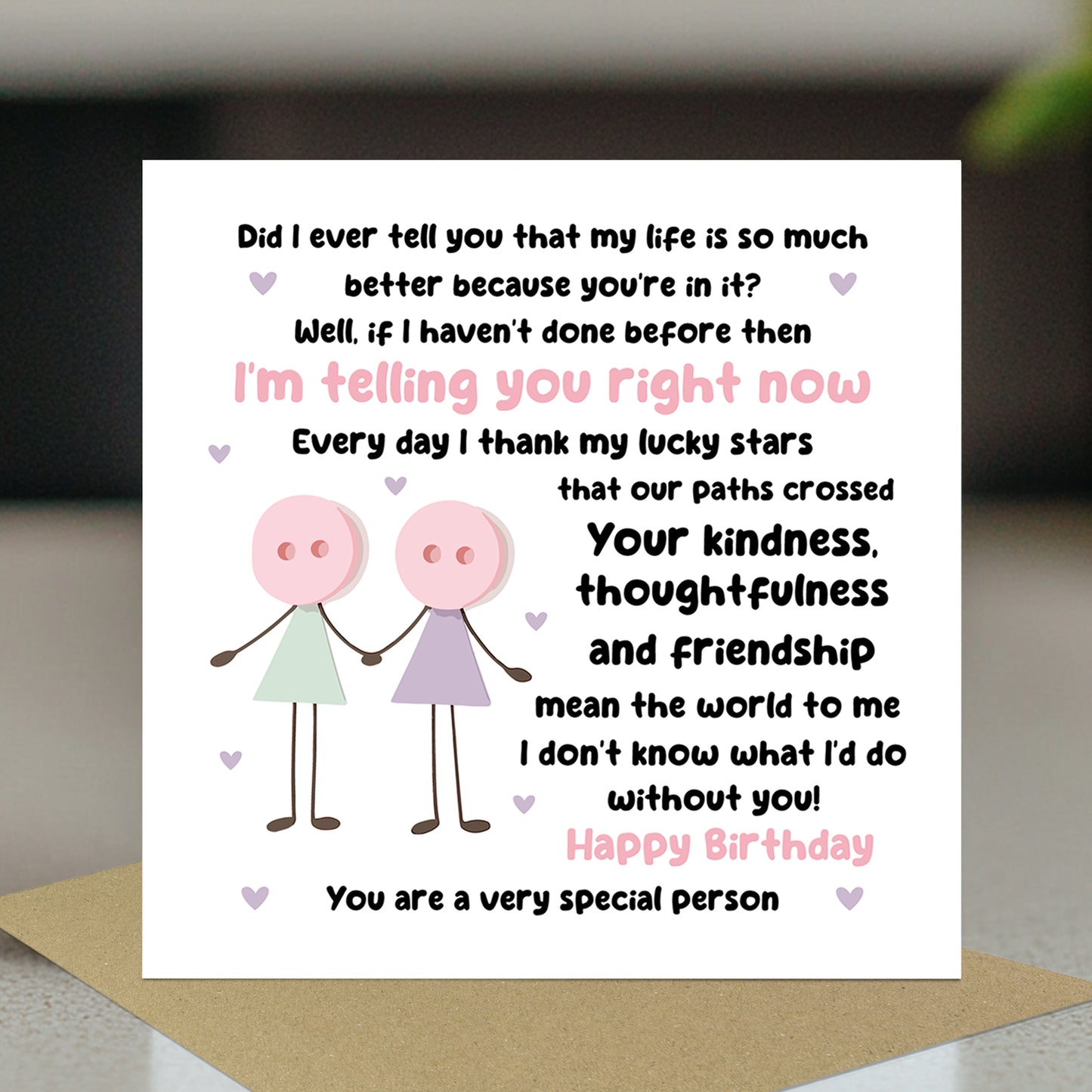 Novelty Card For Best Friend Birthday With Kraft Envelope