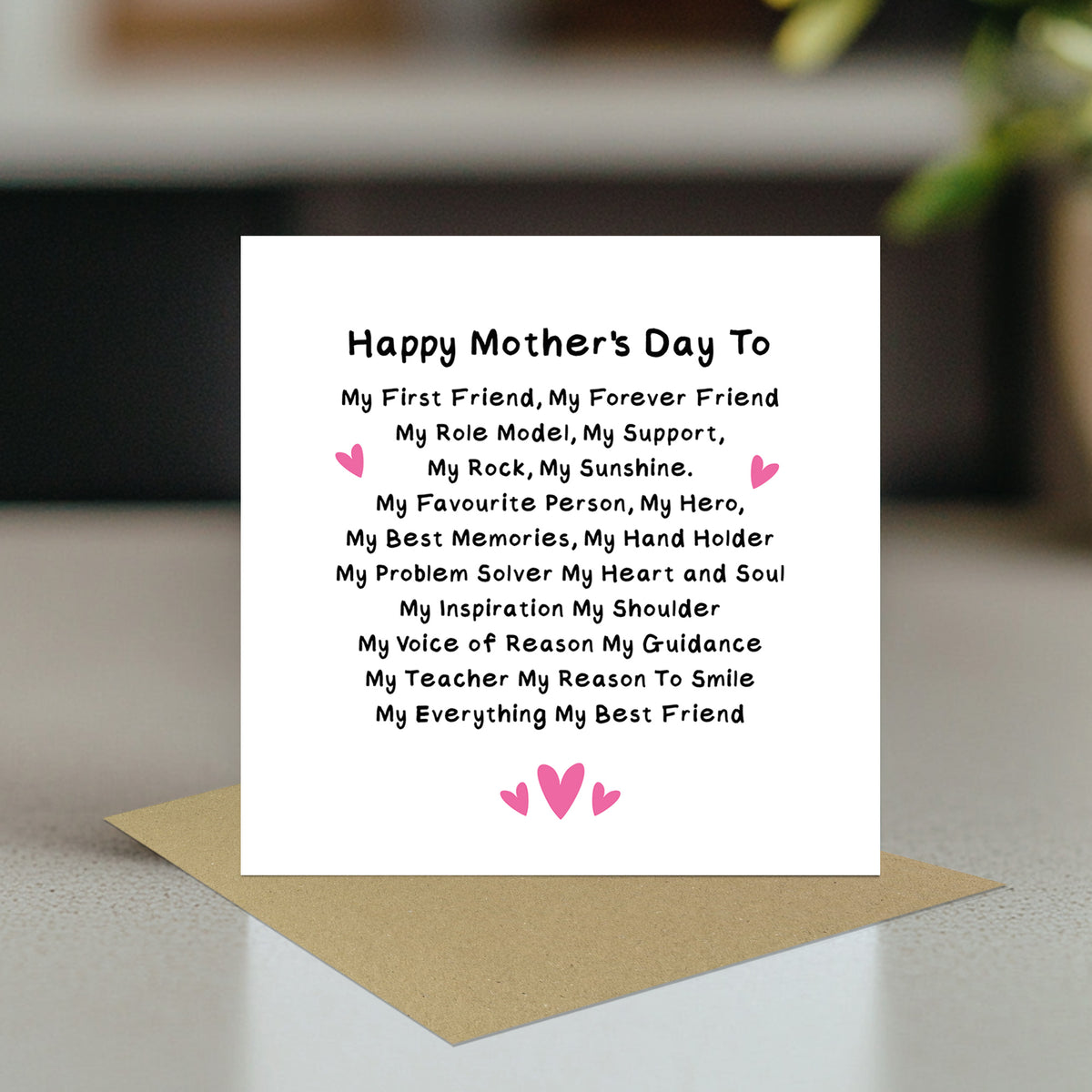 Happy Mothers Day Card With Envelope Card For Mum Cards