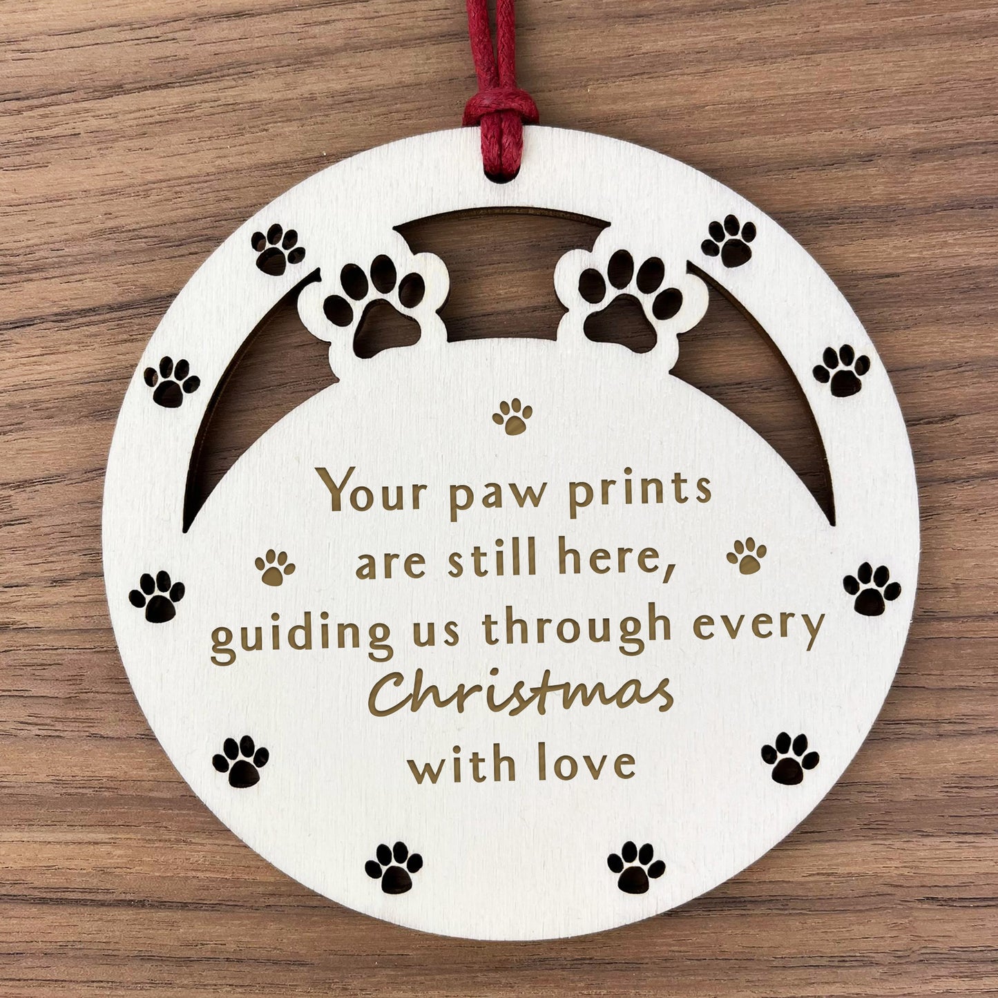 Pet Memorial Wooden Engraved Christmas Tree Bauble Decoration