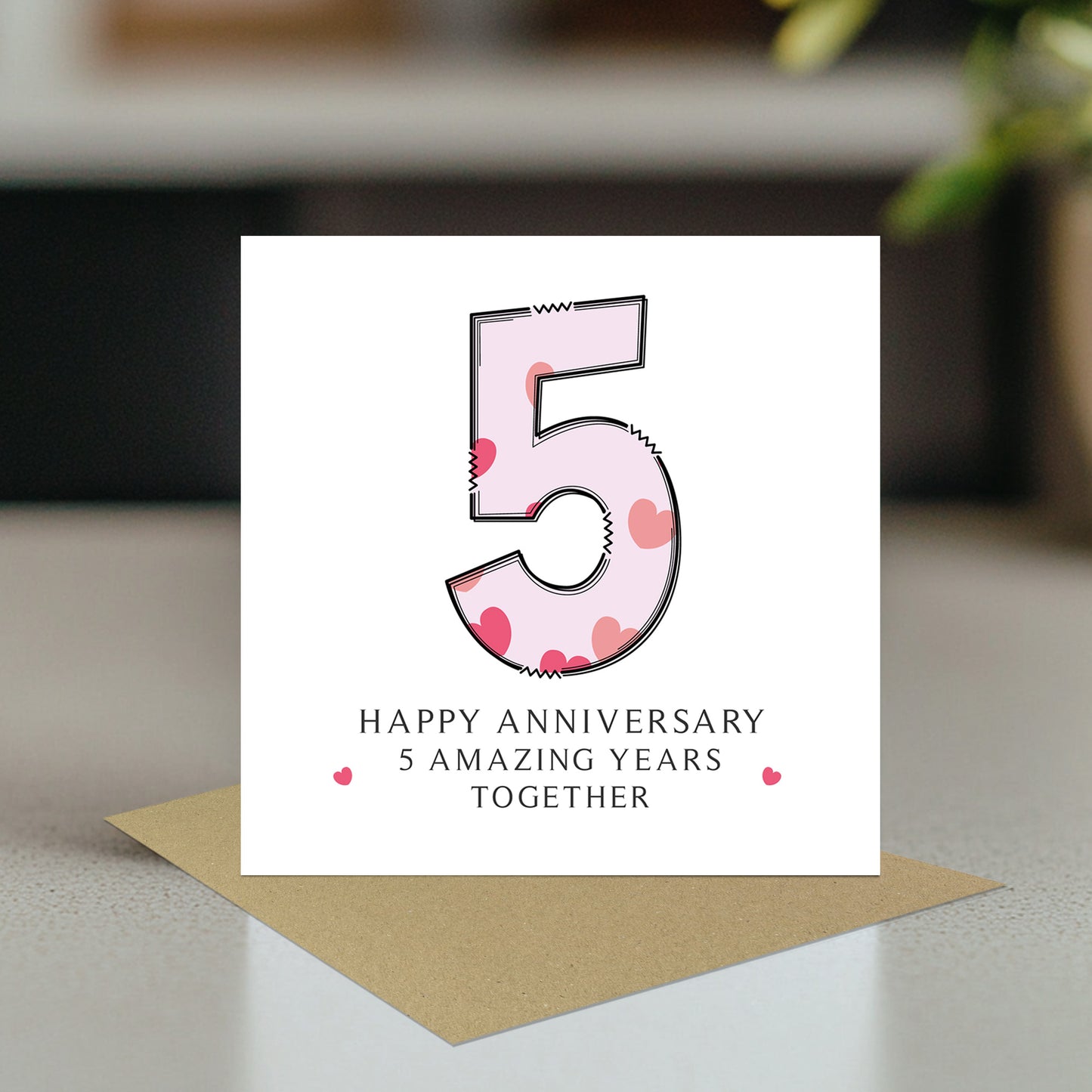 5th Wedding Anniversary Card With Envelope 5th Anniversary Cards