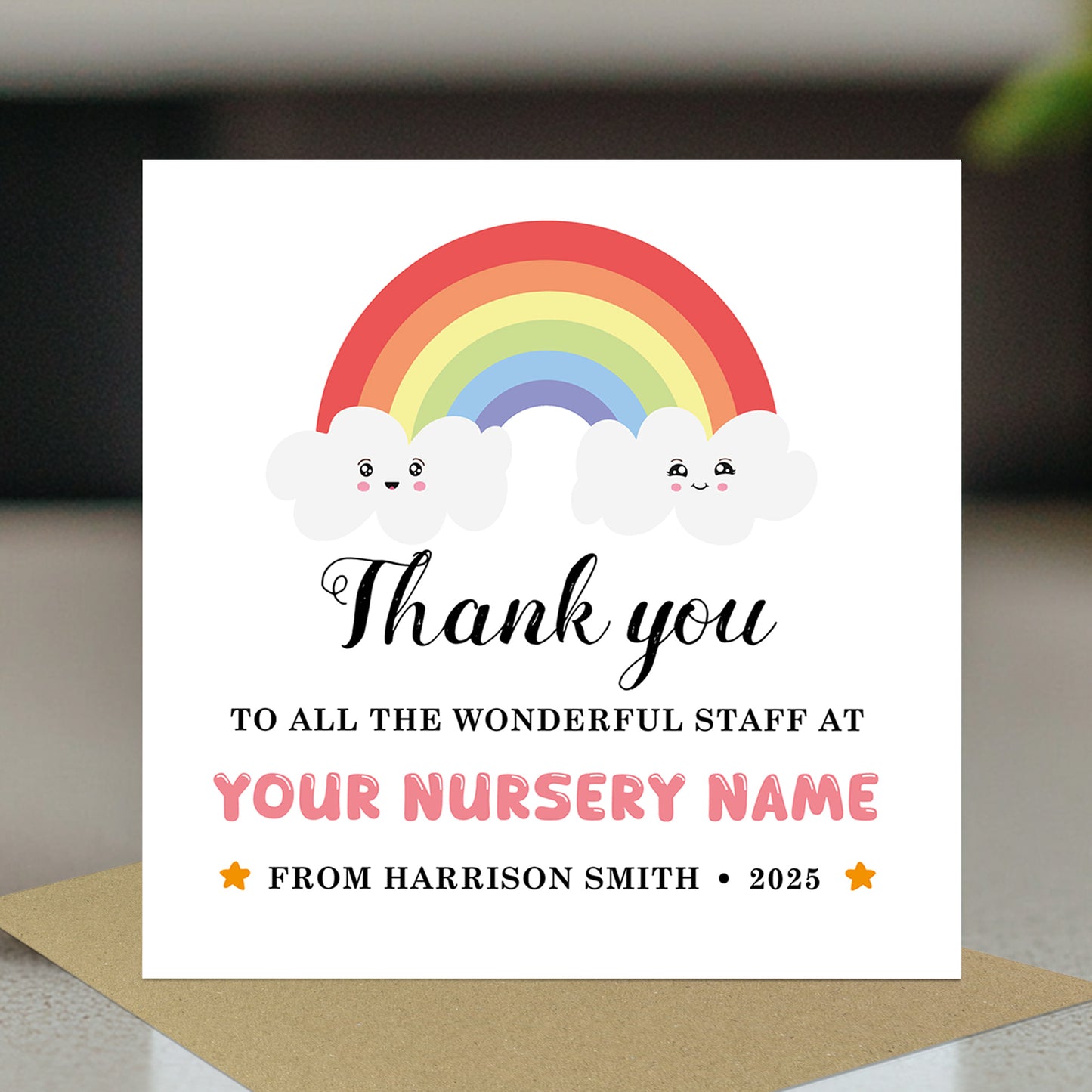 Personalised Thank You To The Wonderful Staff Card Nursery