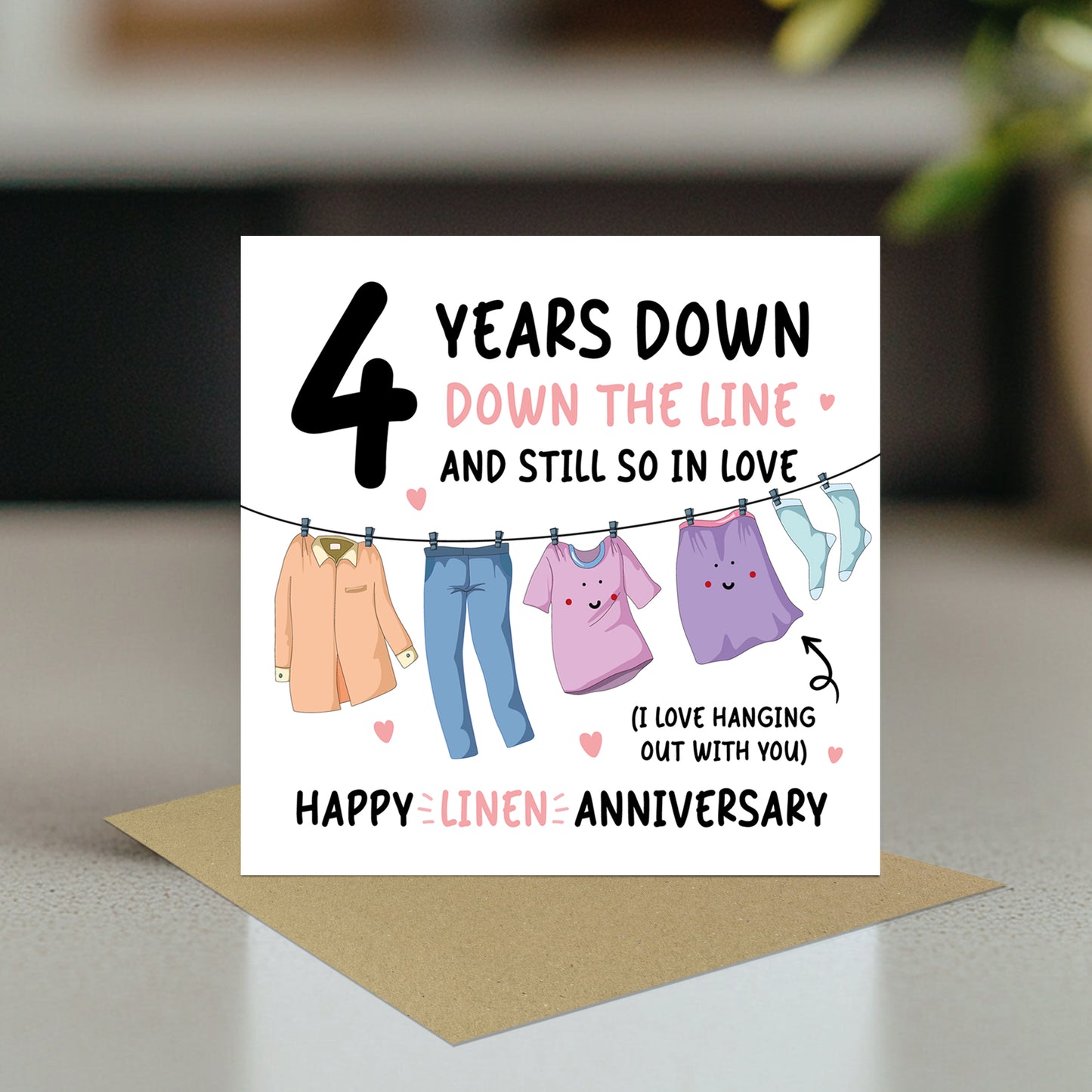 Funny Linen Anniversary Card For Husband Wife 4th Anniversary