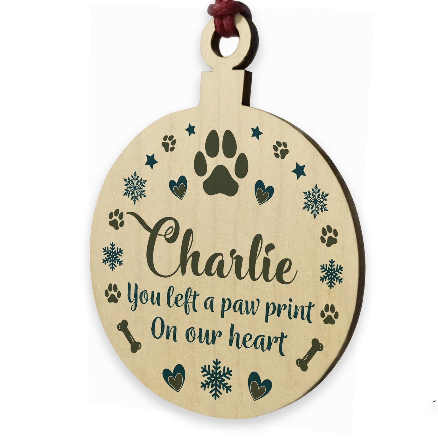 Personalised Pet Memorial For Dog Cat Tribute Plaque Wooden Baub