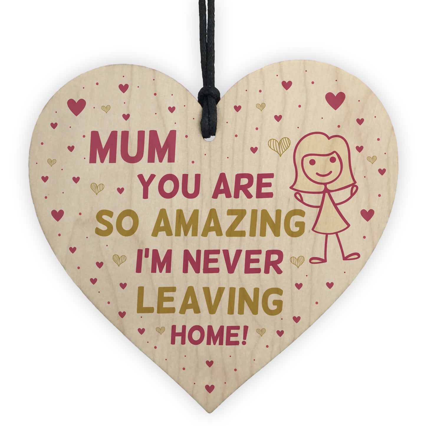 Funny Mum Card and Wood Heart Novelty Mum Gift From Daughter Son