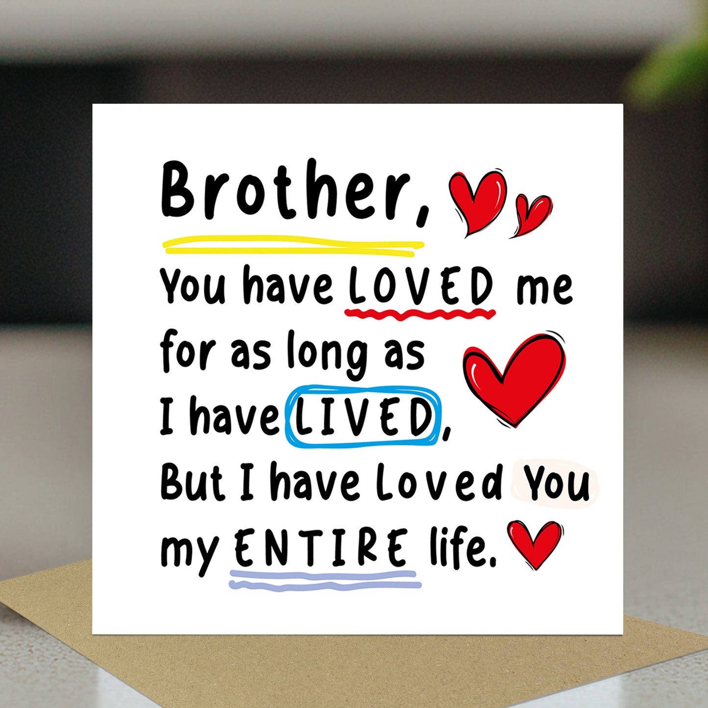 Birthday Card For Brother With Kraft Envelope Thank You Card