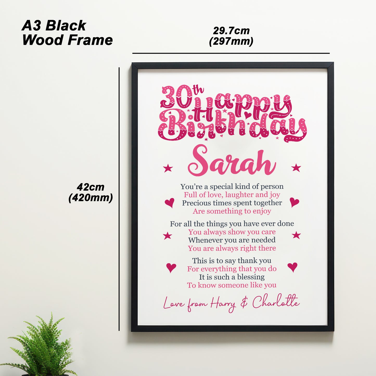 PERSONALISED 30th Birthday Gifts For Her Gift For Daughter