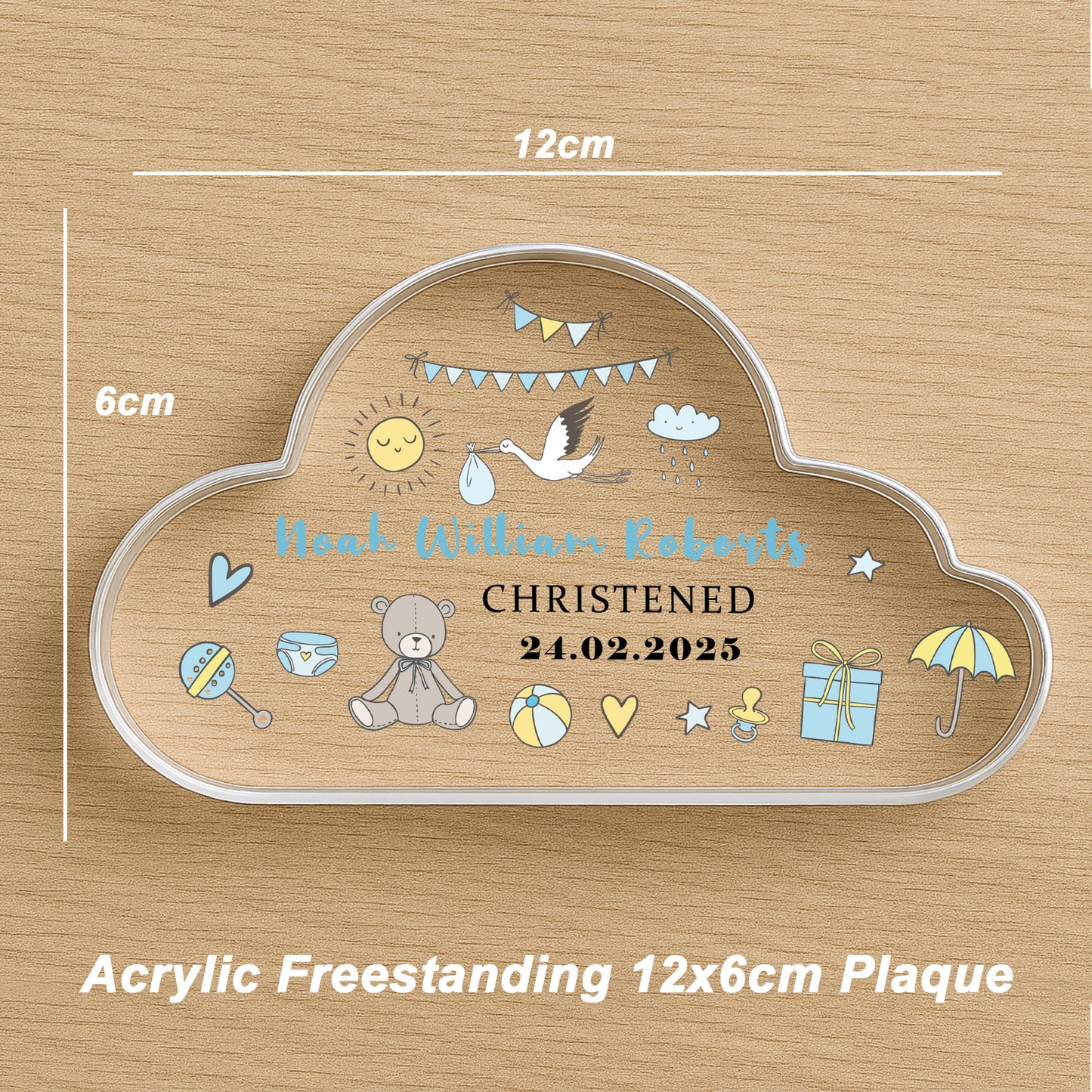 Personalised Christening Gift For Baby Boy, Cloud Baby Plaque