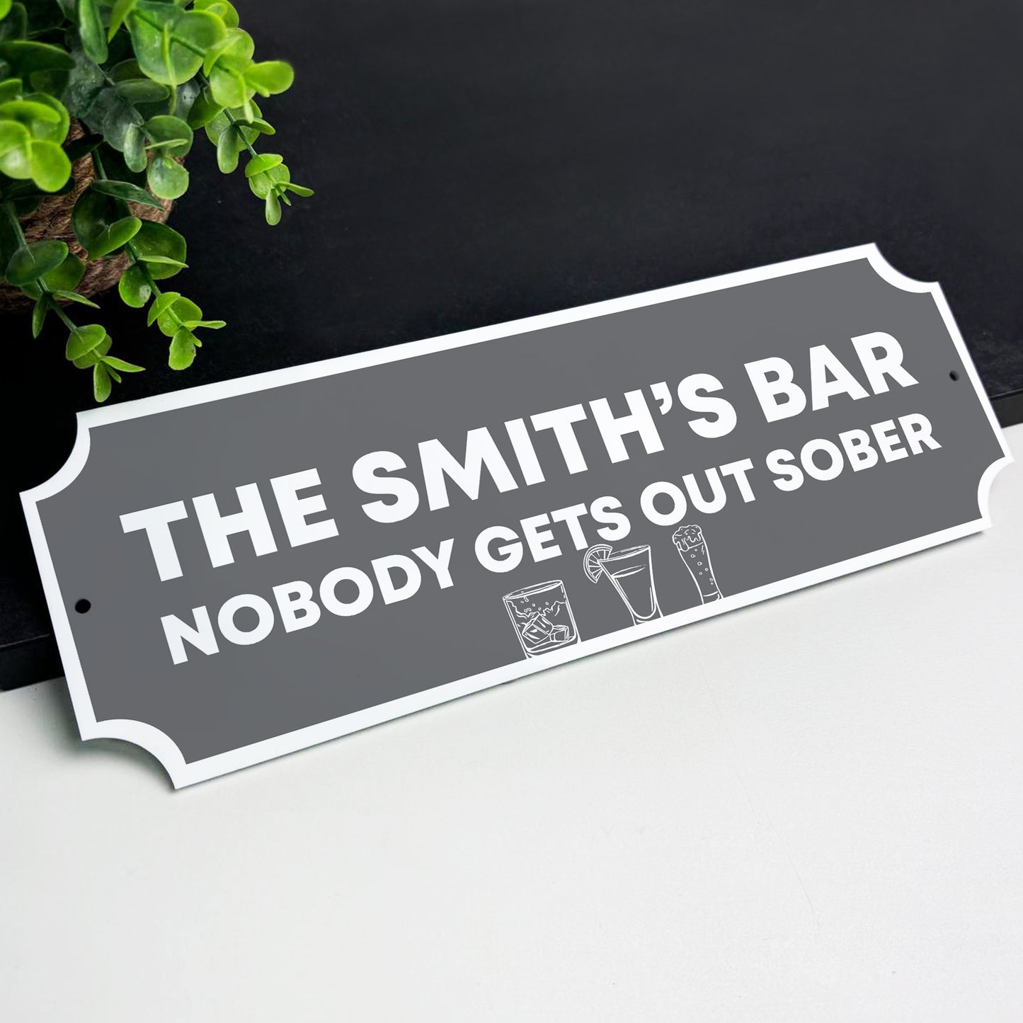Bar Sign For Home Bar Funny Nobody Gets Out Sober For Man Cave
