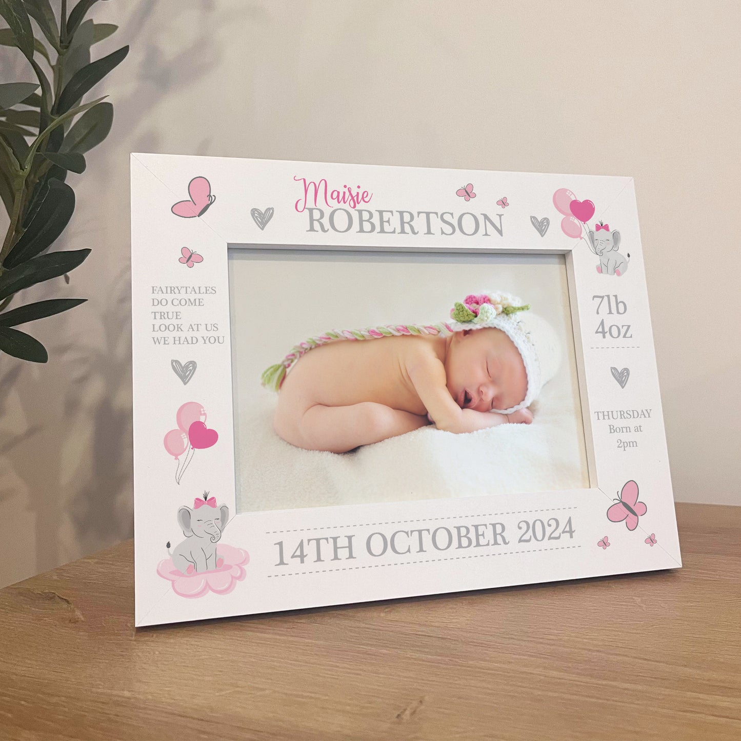 Beautiful Photo Frame Of Baby Girl Personalised Birth Details