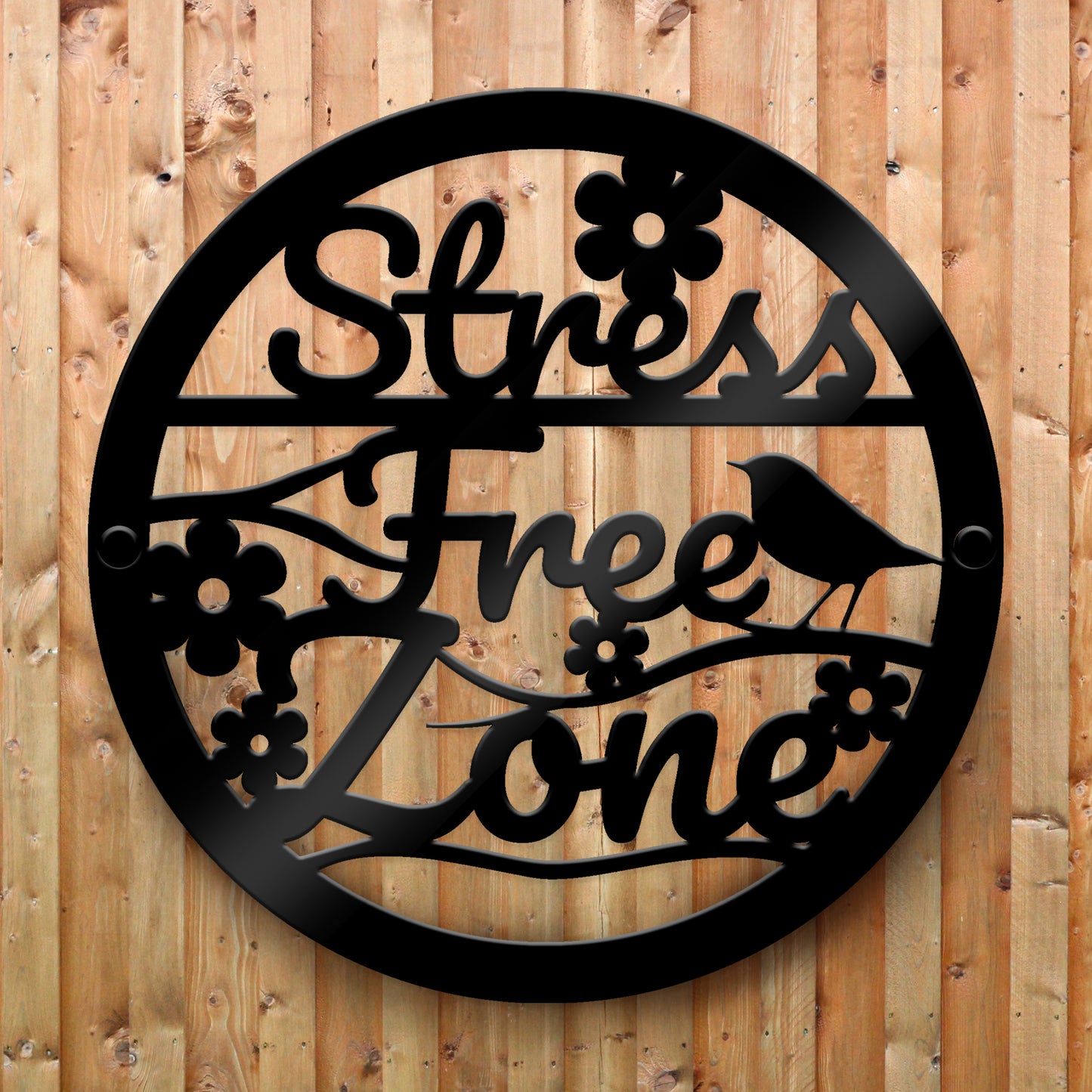 Garden Sign Stress Free Zone Outdoor Garden Shed 35x35cm