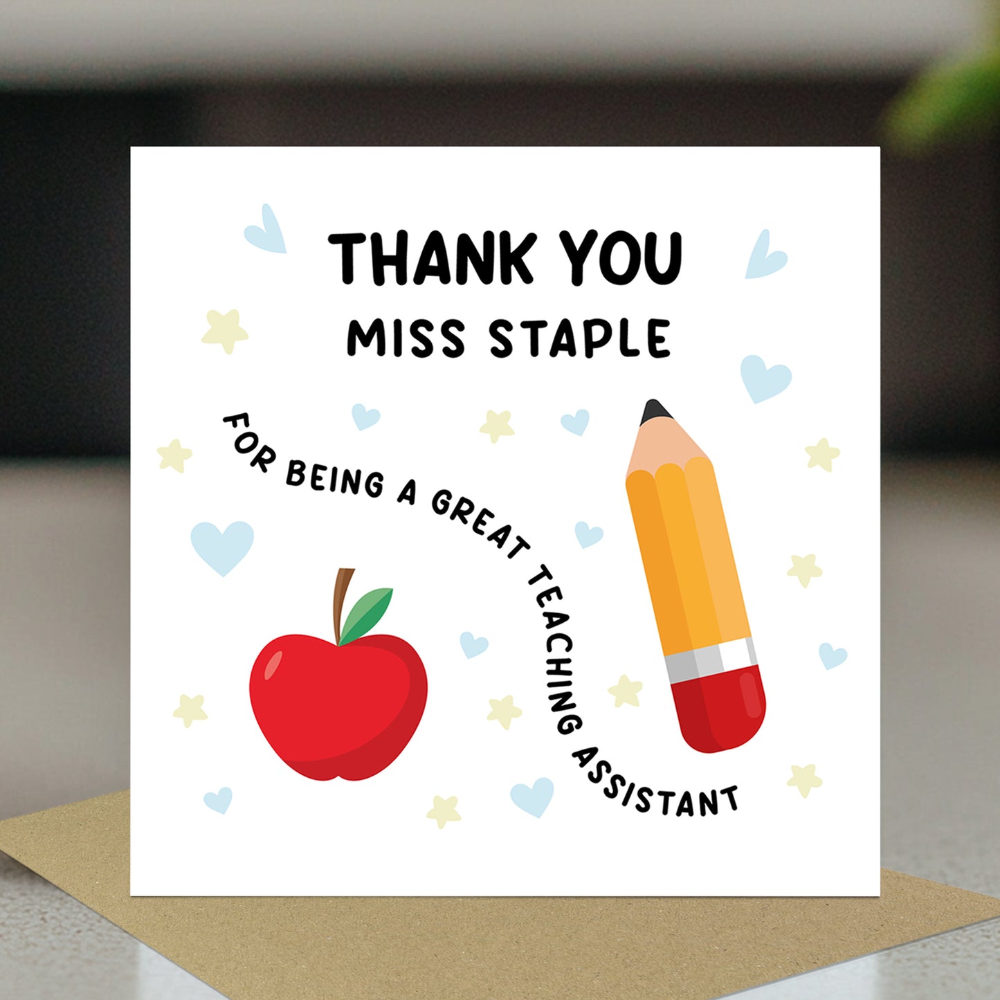 Personalised Teaching Assistant Card With Kraft Envelope Card