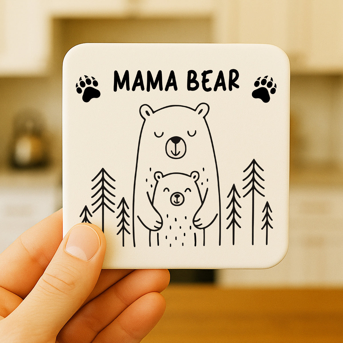 Mama Bear Coaster Gift For Mum From Daughter Birthday Mothers