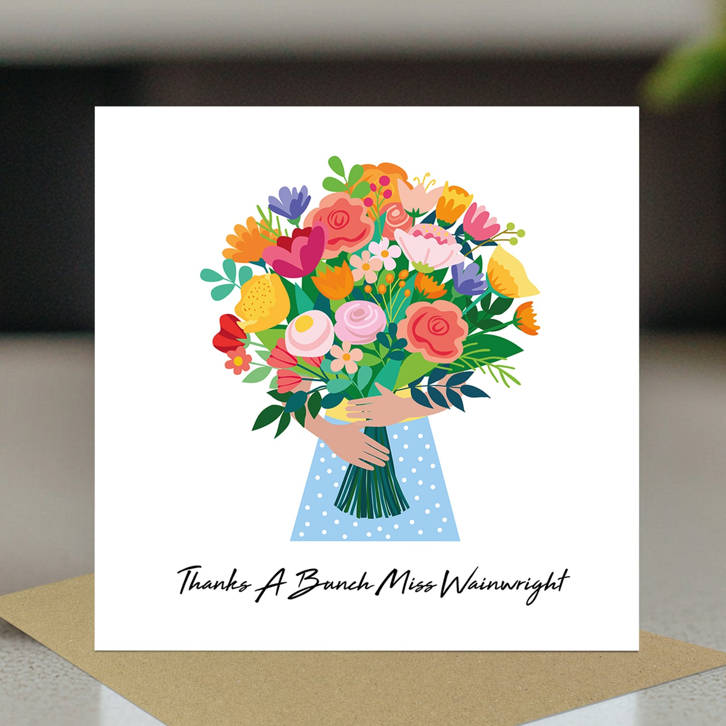 Personalised Teacher Card With Kraft Envelope THANKS A BUNCH