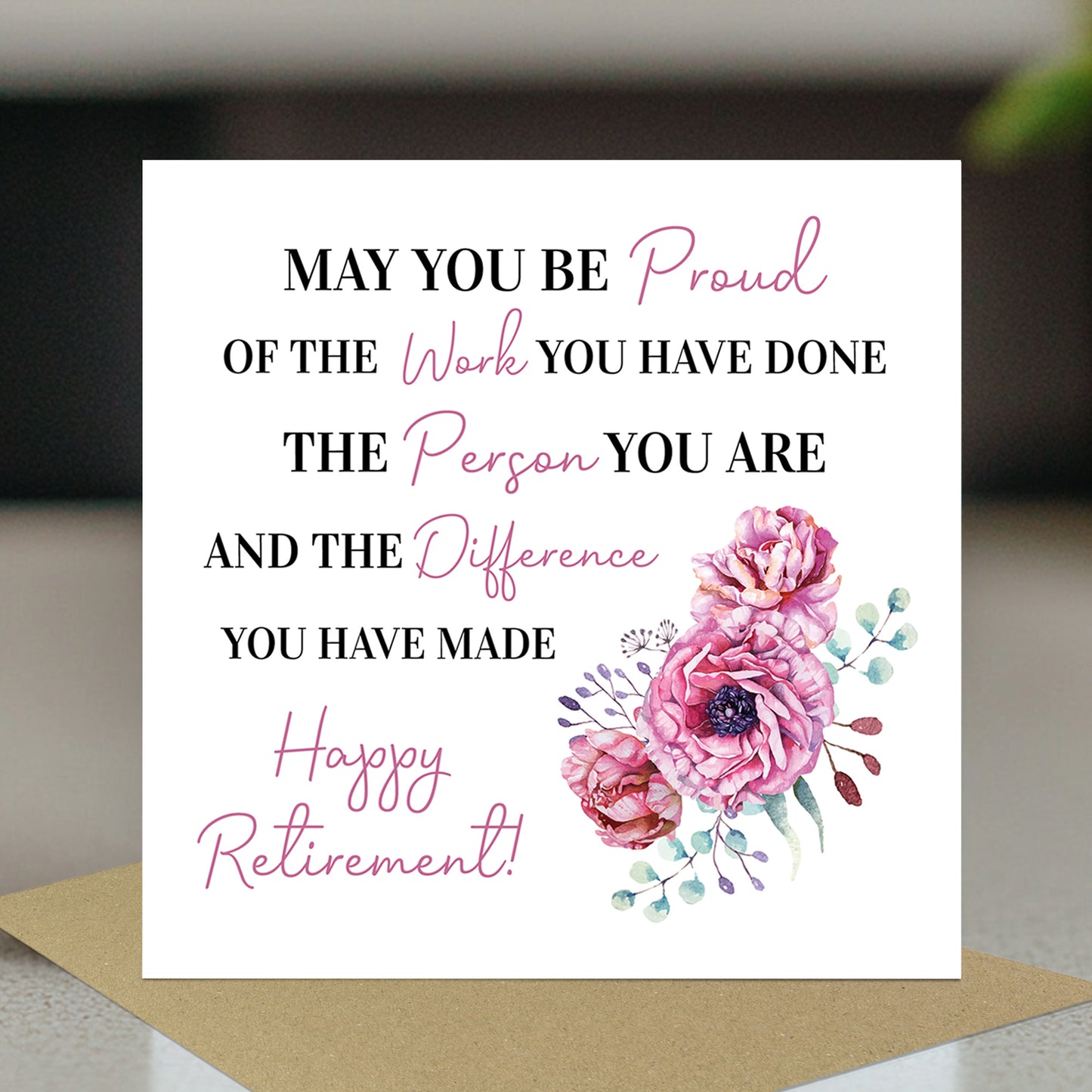 Happy Retirement Card For Colleague Friend Card Kraft Envelope