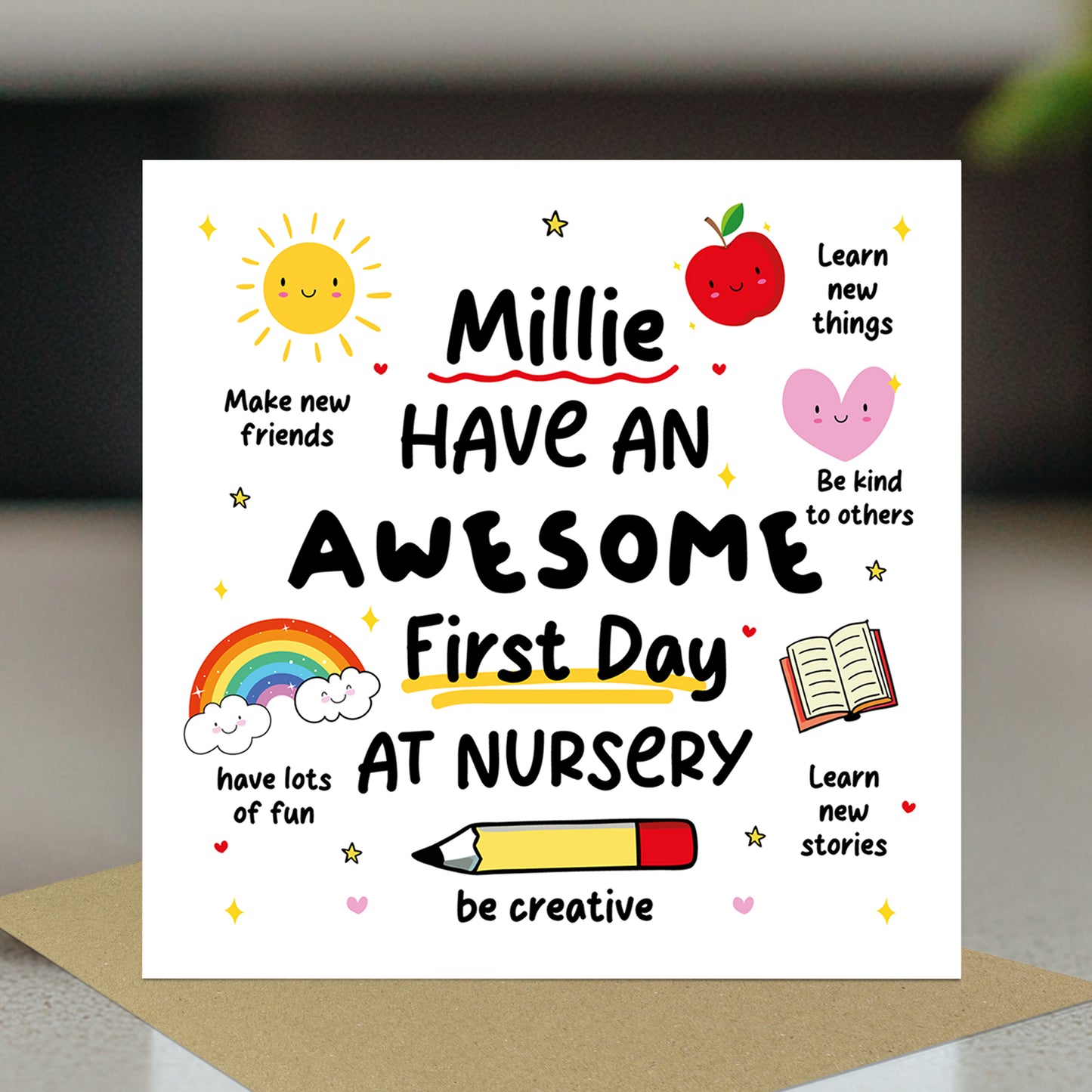 Personalised 1st Day Of Nursery Card For Daughter Son