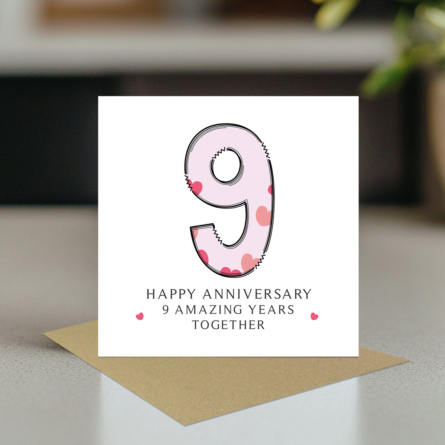 9th Wedding Anniversary Card With Envelope 9th Anniversary Cards