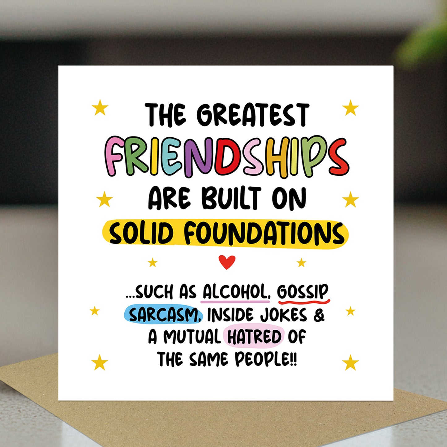 Card For Best Friend FRIENDSHIP Card With Kraft Envelope