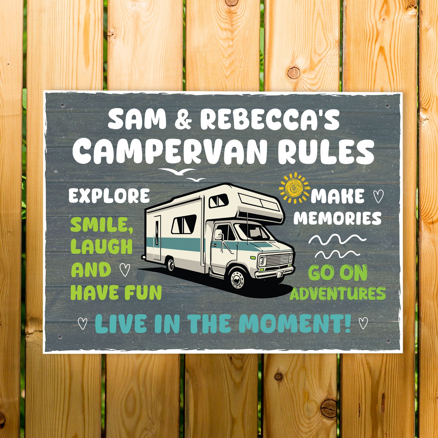 CAMPERVAN RULES SIGN Personalised Wall Door Plaque Novelty