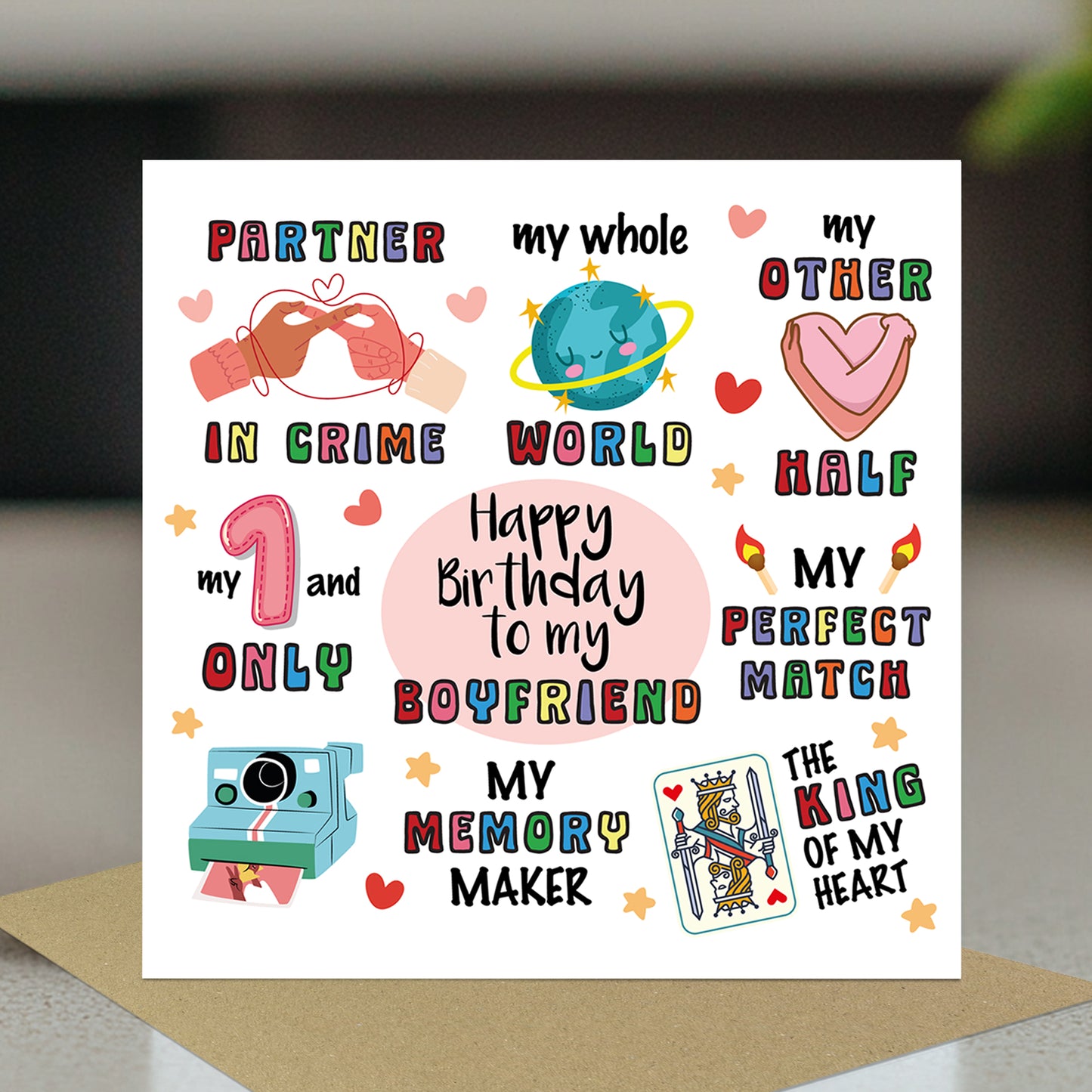 Happy Birthday Card For Boyfriend Kraft Envelope Birthday Card