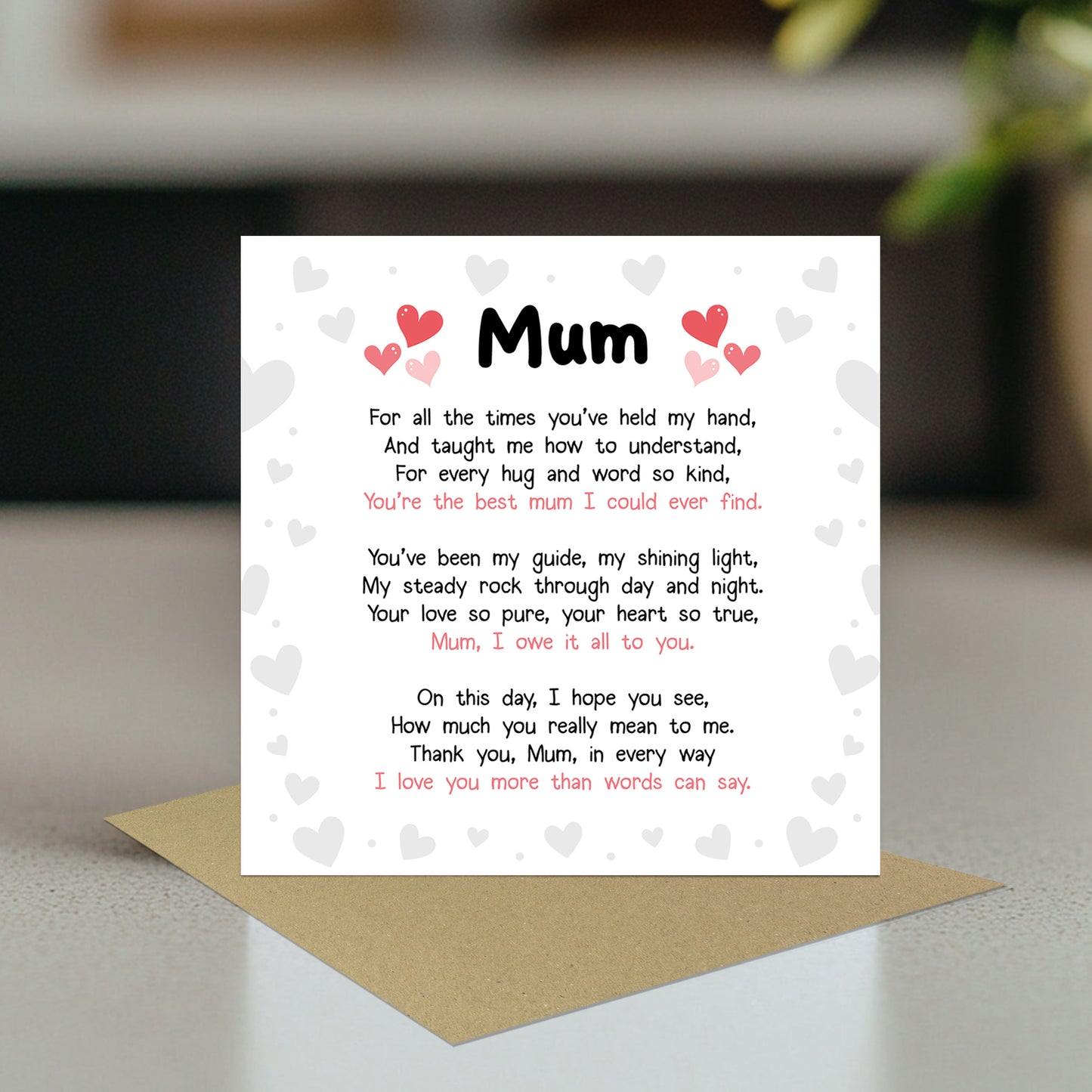 Mothers Day Card Mothers Day Card Poem Thank You Card From Son