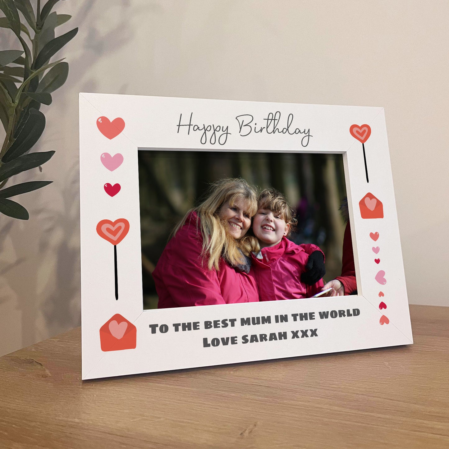 Personalised Birthday Mum Photo Frame White Wooden 7x5 Frame