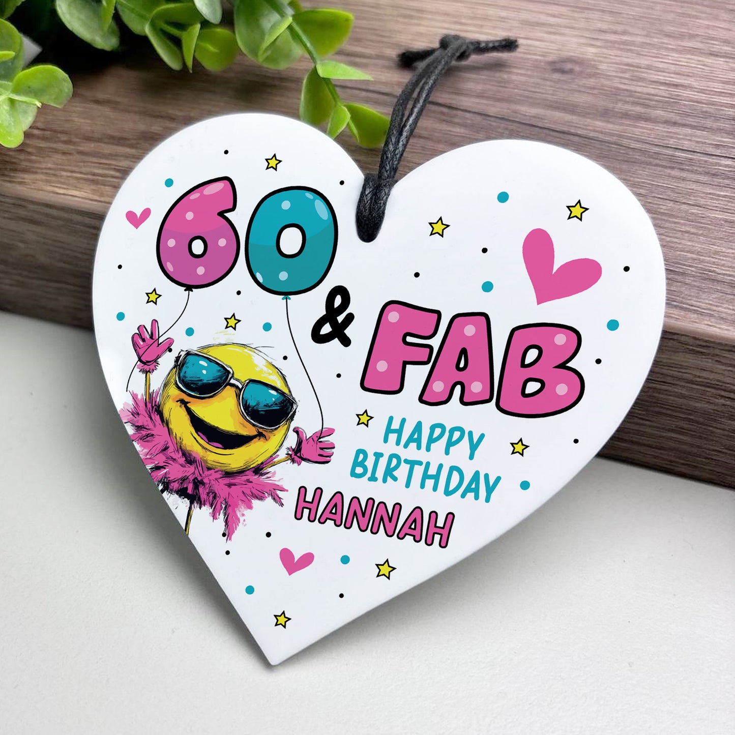 Personalised 60th Birthday Gift For Women Heart 60 And Fab