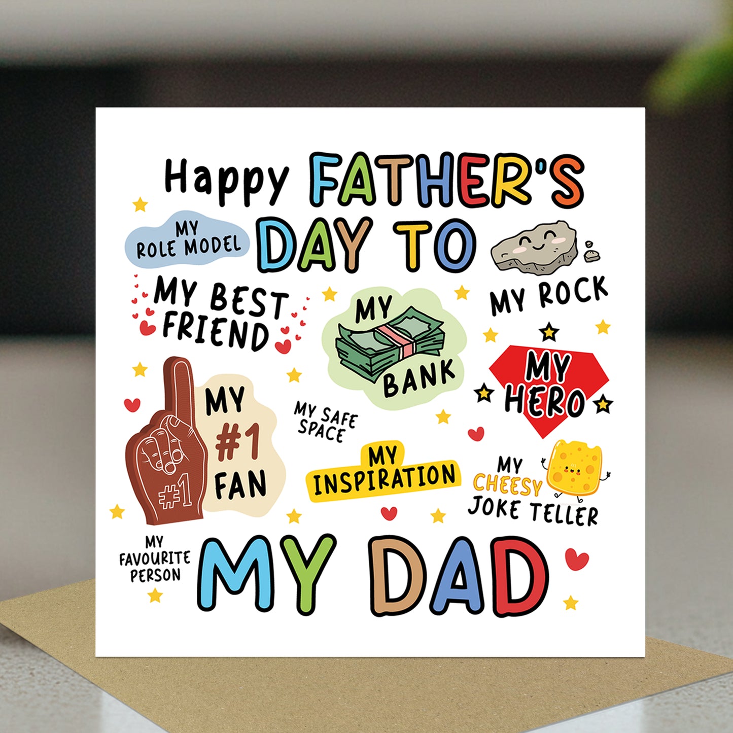 Novelty Fathers Day Card For Dad My Rock My Hero Cute Card