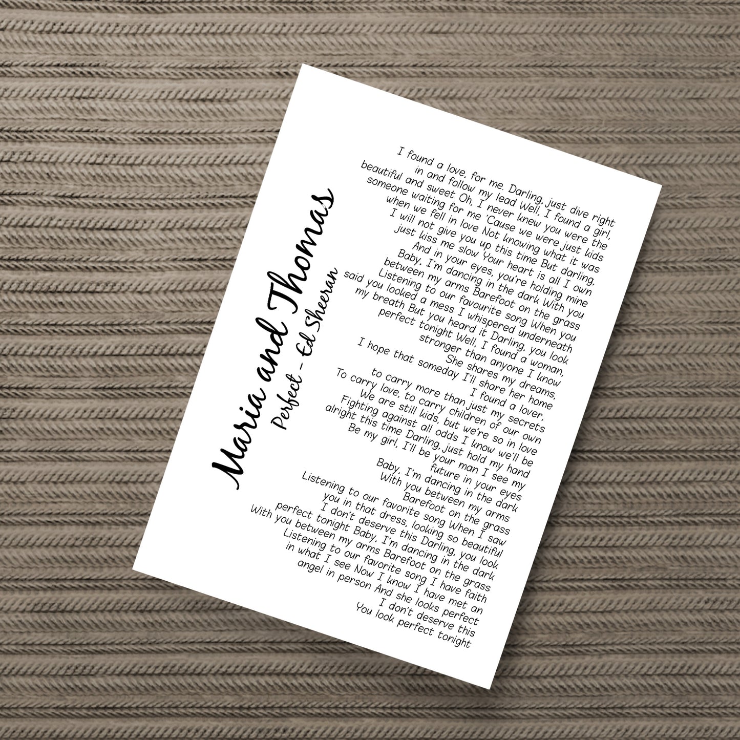 Wedding Anniversary Gifts Personalised Wedding Song Print Gift