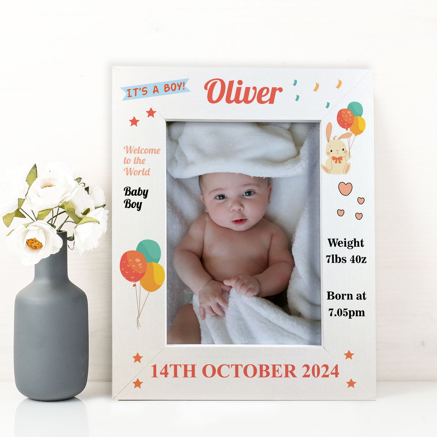 Photo Frame For Baby Boy Girl Birth Details Personalised Gift