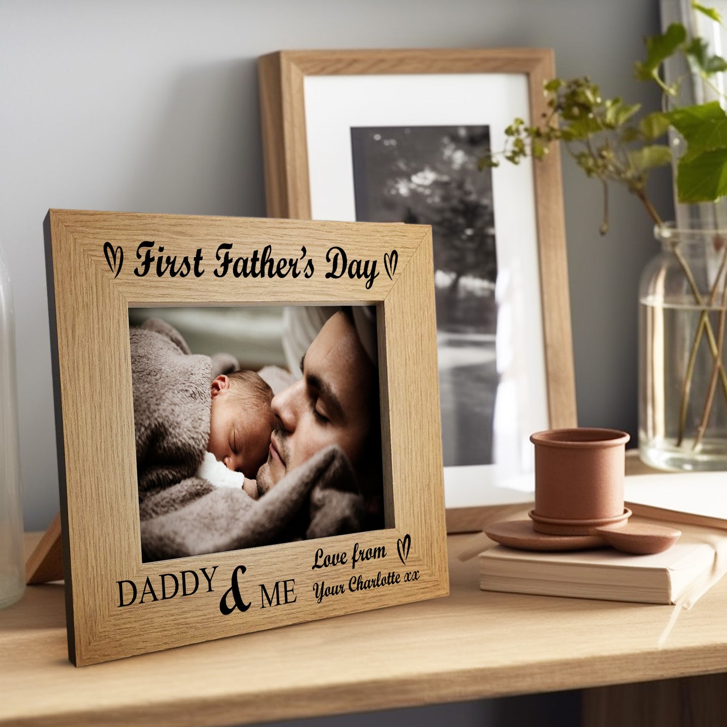 First Fathers Day Personalised 7x5 Photo Frame Gift For New Dad