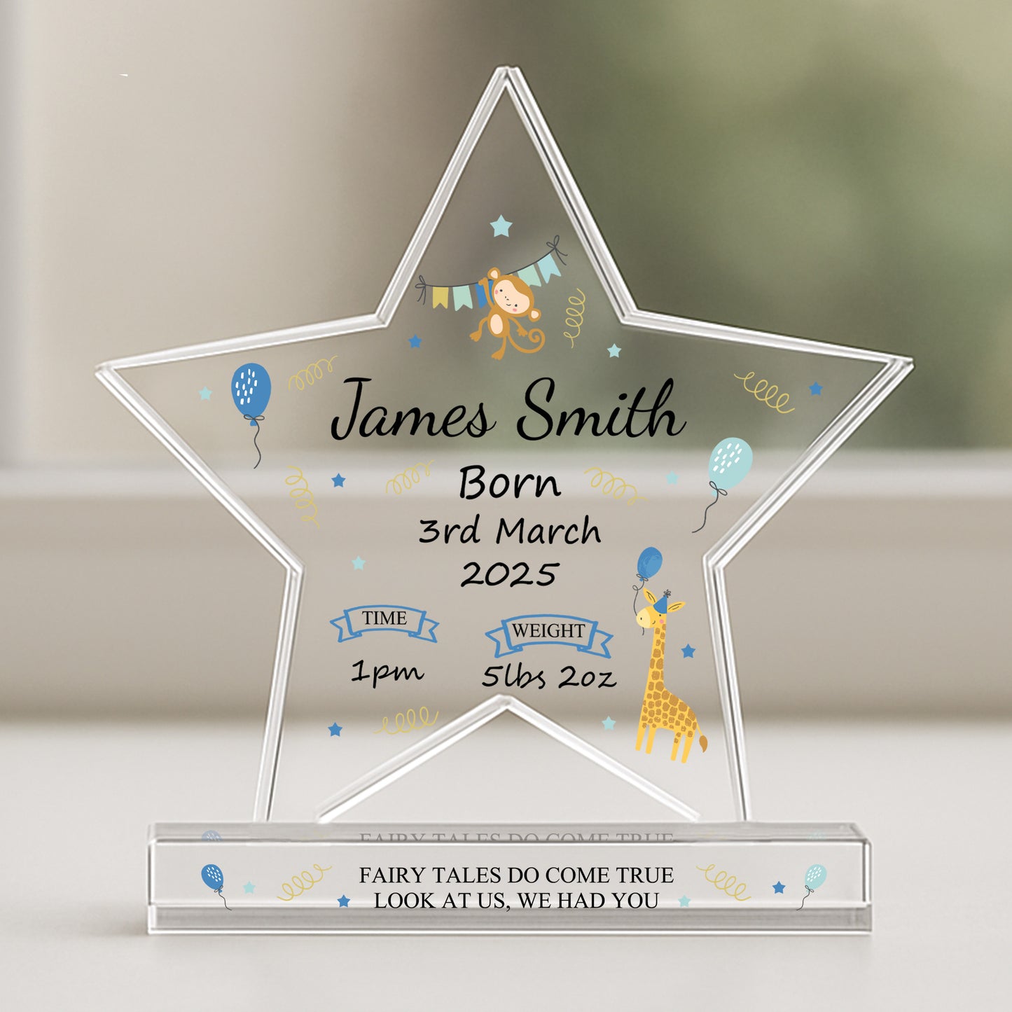 New Baby Personalised Gift Birth Details Gift Acrylic Star