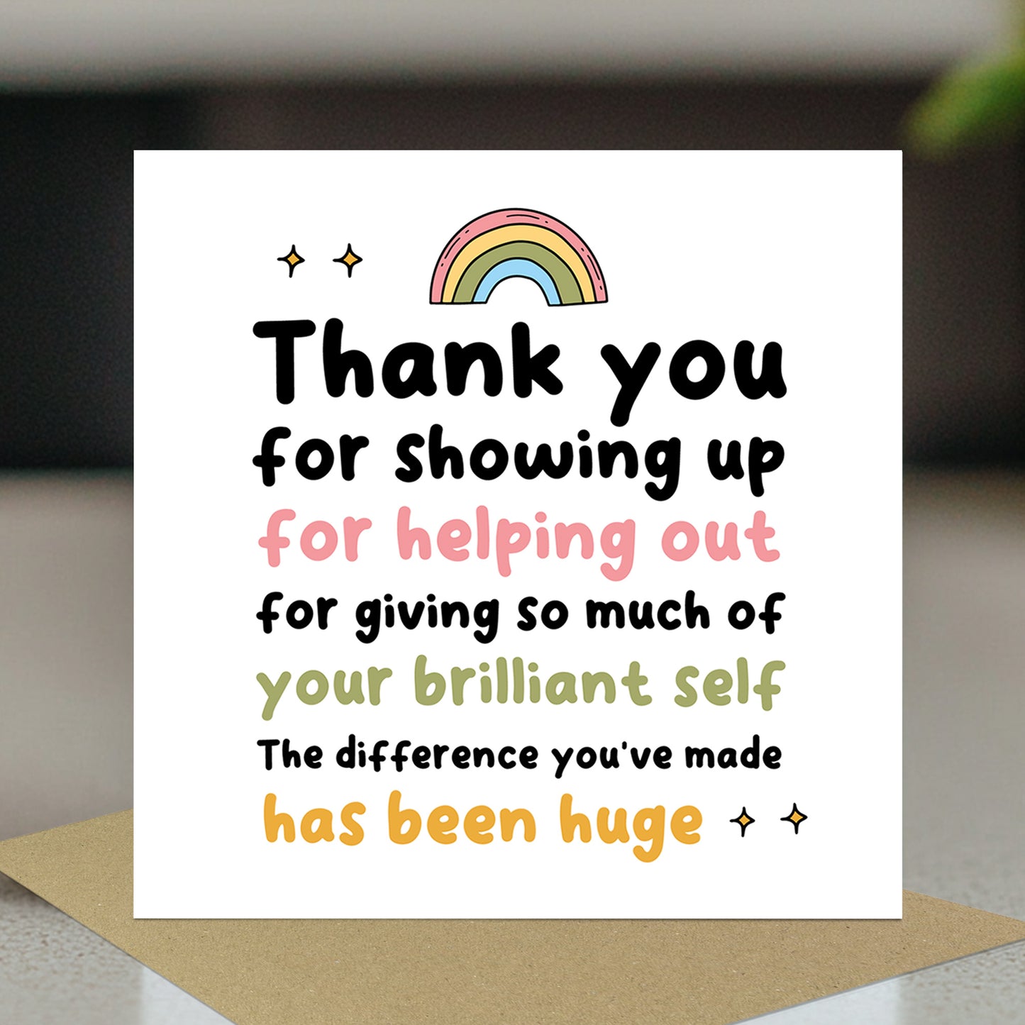 Thank You Card For Someone Special Card For Teacher Volunteer