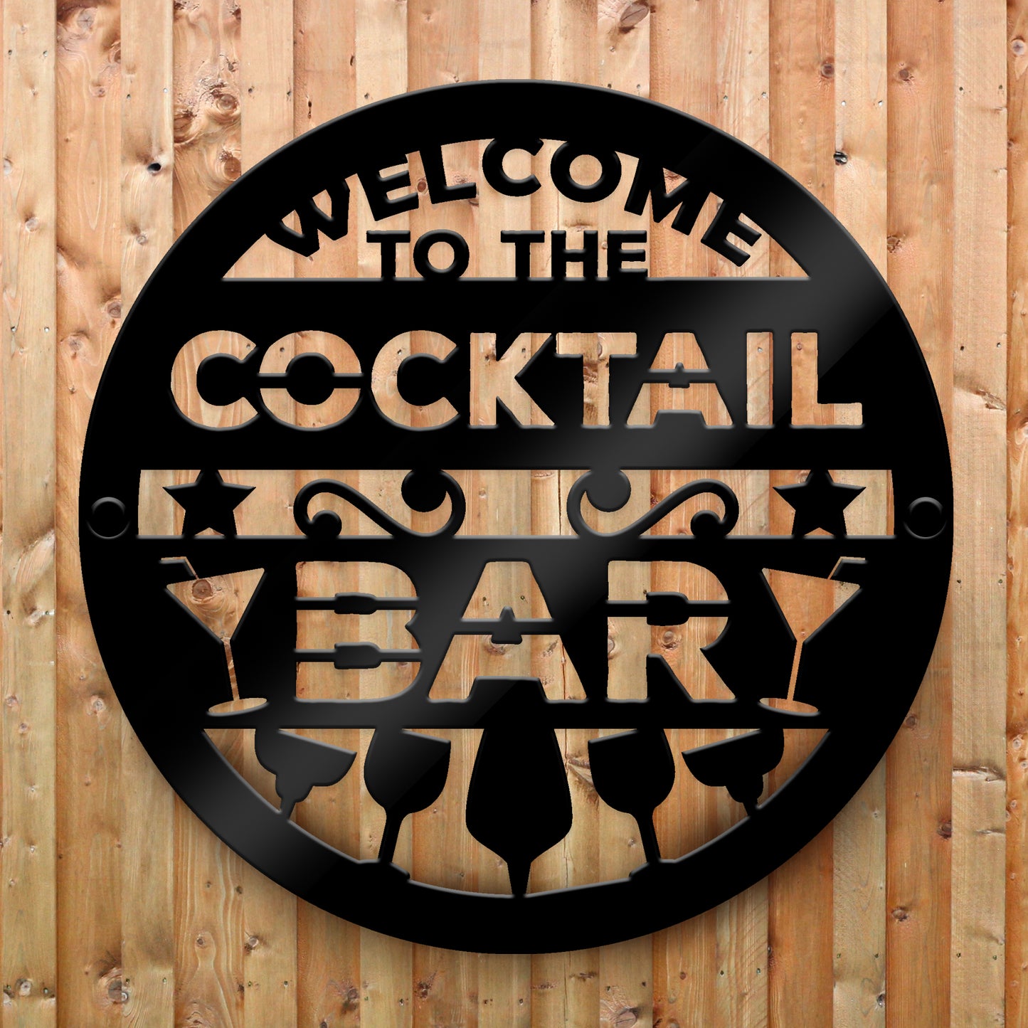 Cocktail Bar Welcome Sign Wall Mounted Home Bar Pub Sign 35x35cm