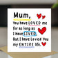 Card For Mum With Kraft Envelope Mummy Birthday Card From Son