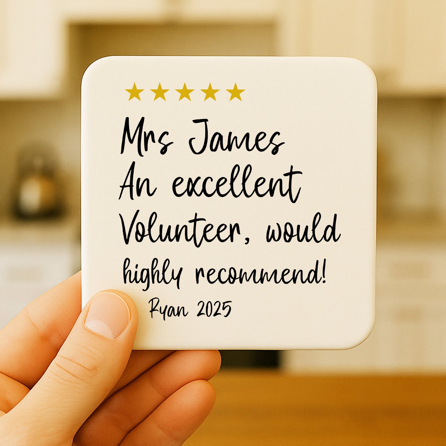 Personalised Excellent Volunteer Coaster Appreciation Gift