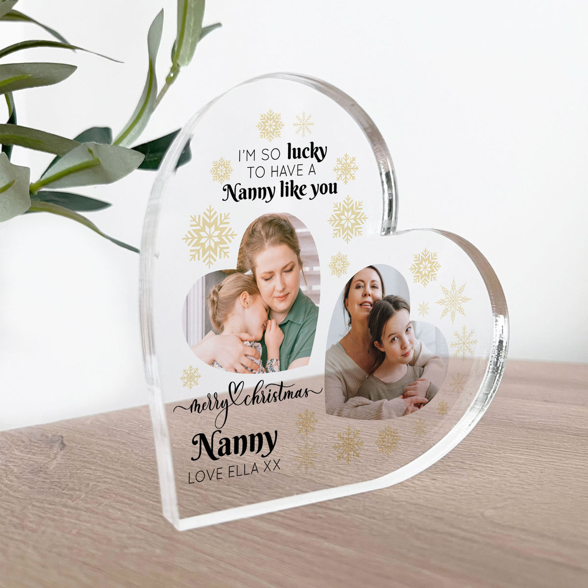 Nanny Gifts For Christmas Personalised Acrylic Heart Plaque
